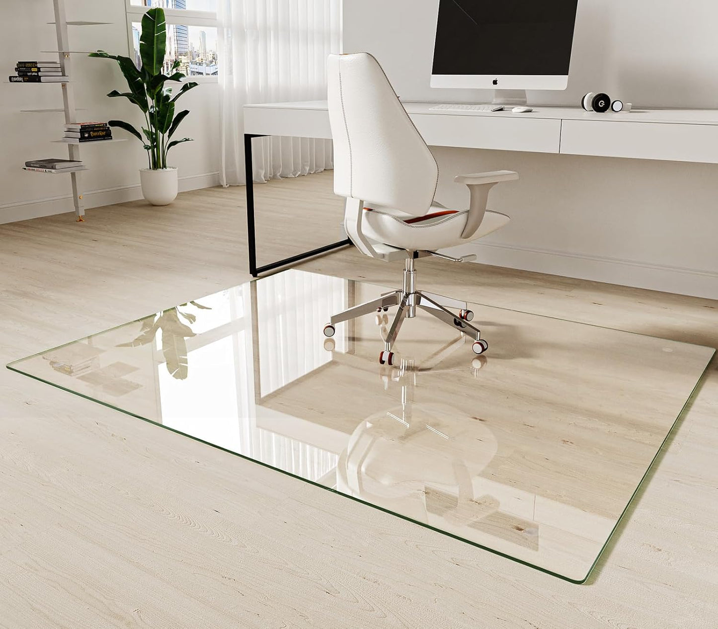 Koonmi Tempered Glass Chair Mat 50"x65" - Premium Office Chair Mat for Hardwood Floors & Low-Pile