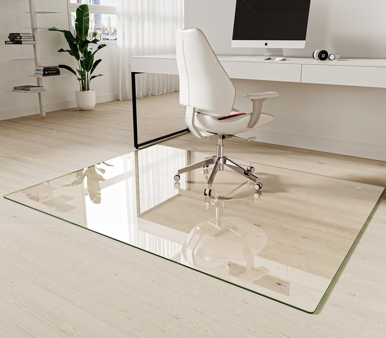 Koonmi Tempered Glass Chair Mat 50"x65" - Premium Office Chair Mat for Hardwood Floors & Low-Pile
