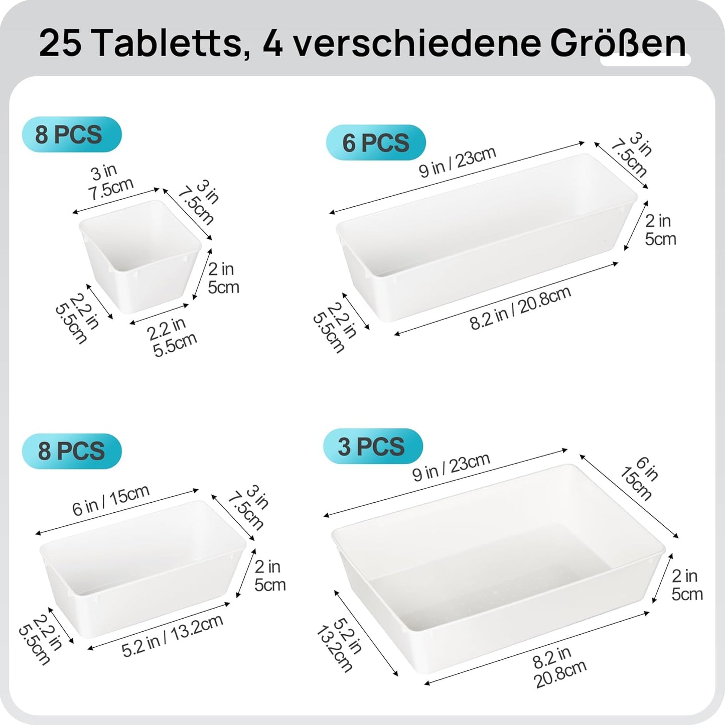 Vtopmart 25 PCS Plastic Drawer Organizers Set, 4-Size Versatile Bathroom and Vanity Drawer
