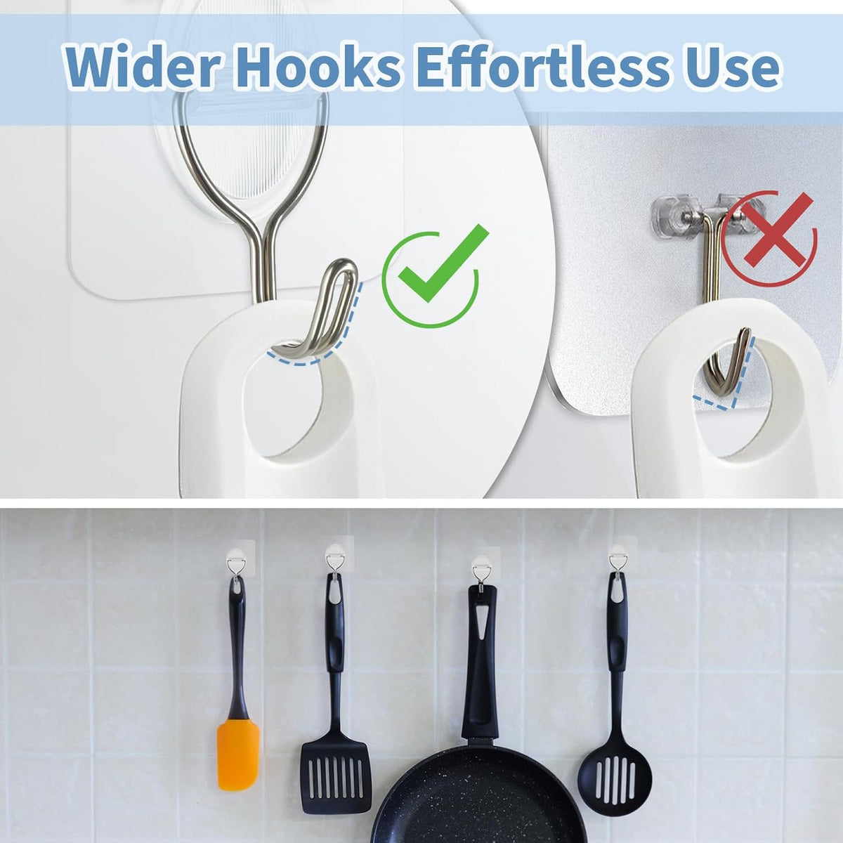 Adhesive Wall Hooks No Damage, Stick On Hooks for Hanging 10 Pack - Transparent Stainless Steel 5KG