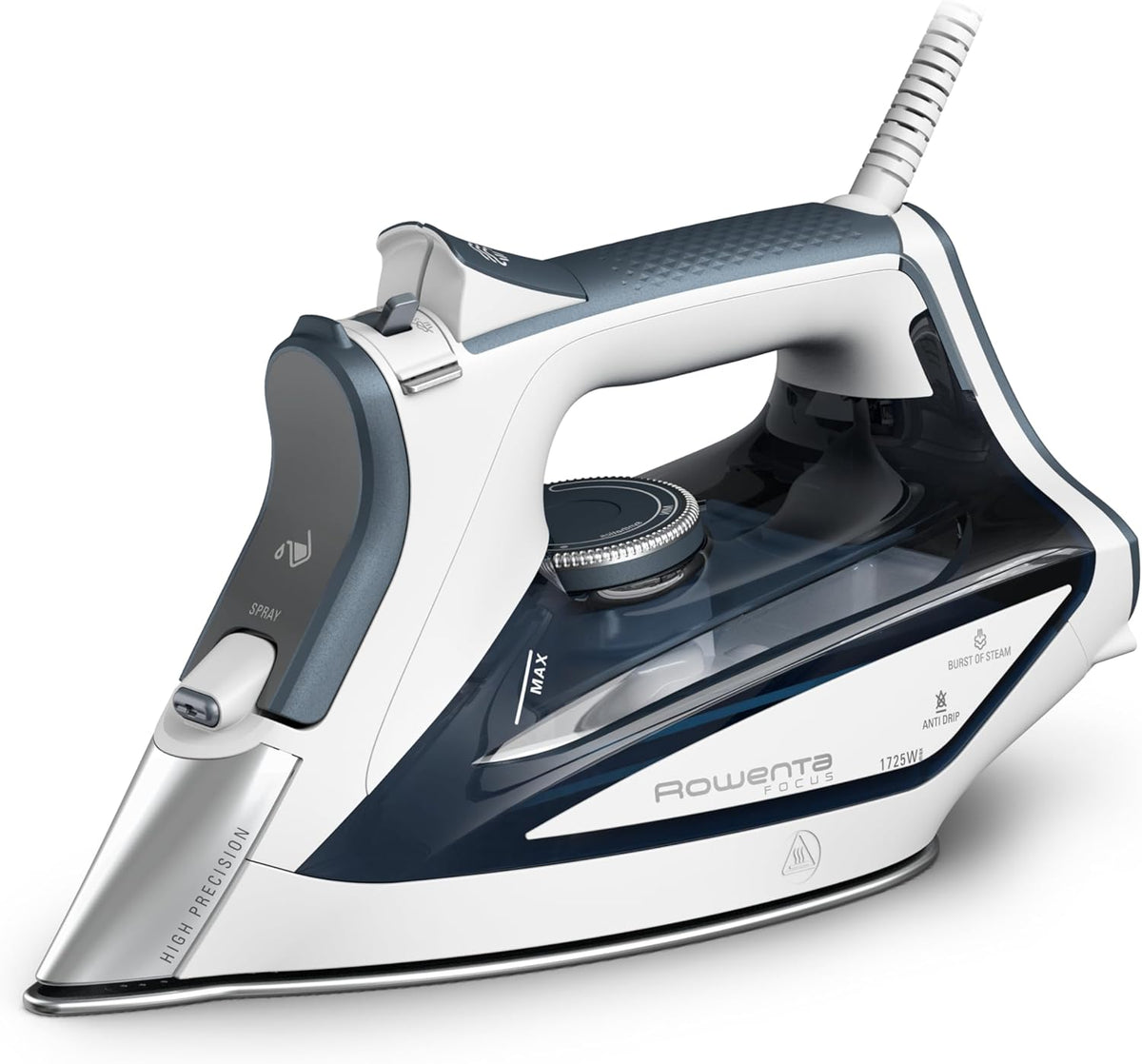 Rowenta Iron Steamer for Clothes, Focus Stainless Steel Soleplate, 400 Microsteam Holes, Powerful