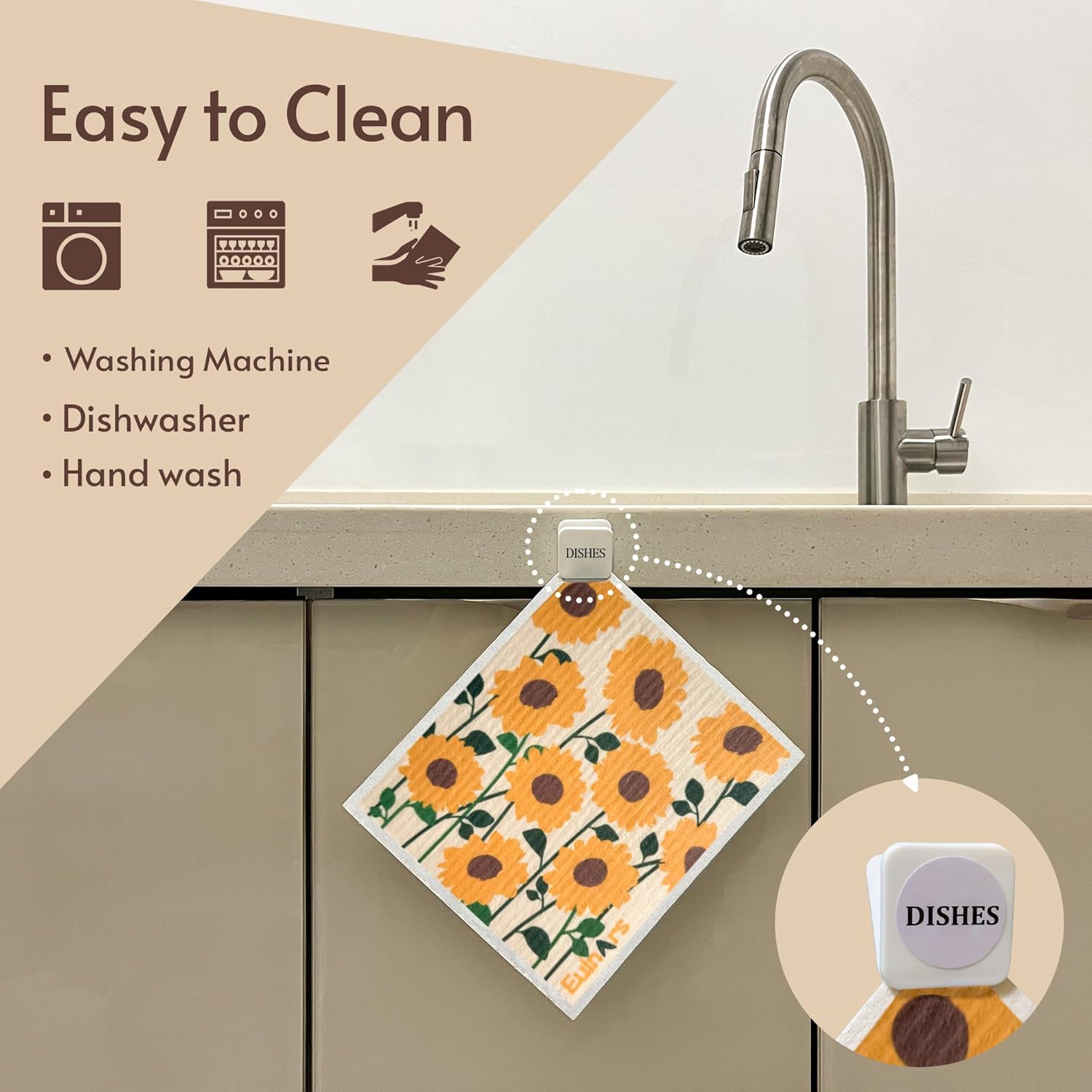 Swedish Dishcloths for Kitchen, 8 Pack Flower Reusable Paper Towels Washable, Non-Scratch Swedish