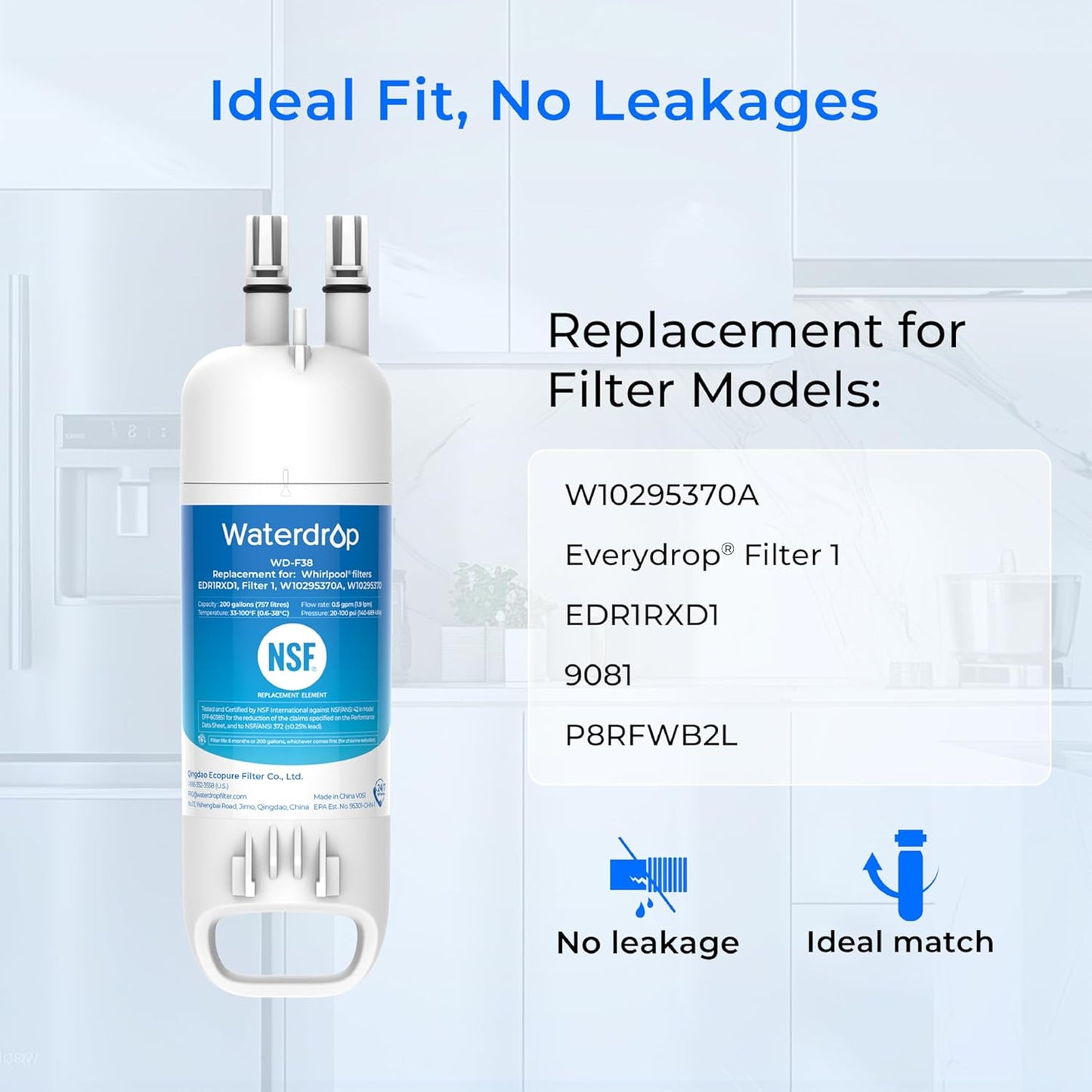 Waterdrop EDR1RXD1 Replacement for Everydrop® Filter 1, W10295370A, EDR1RXD1B, P8RFWB2L, P4RFWB