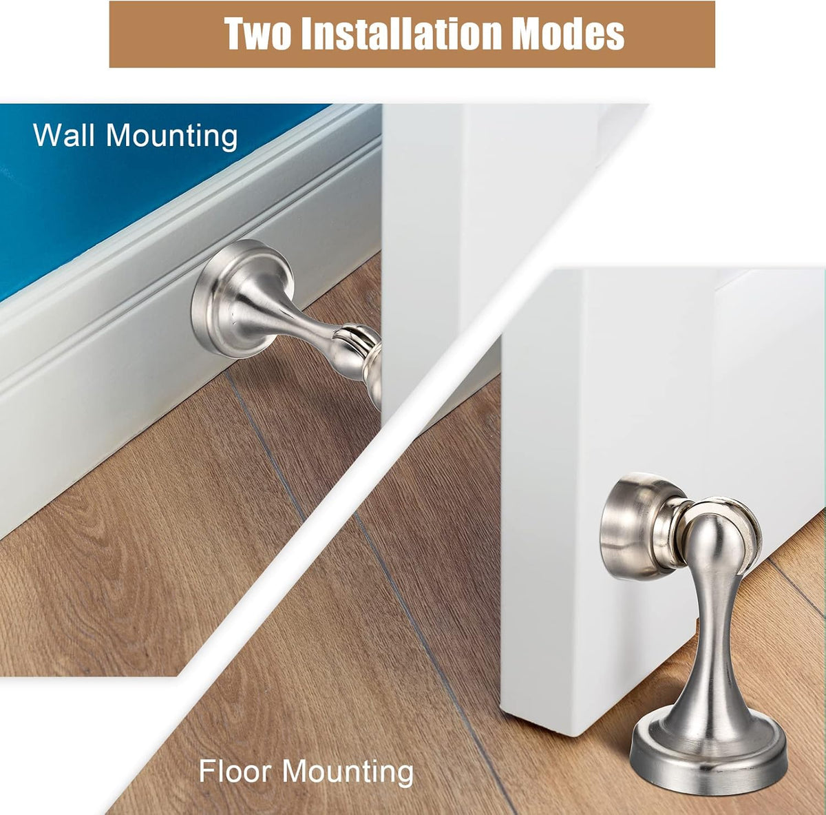 8 Pcs Magnetic Door Stoppers Stainless Steel Door Stops Magnetic Catch Holder with Screws for Wall