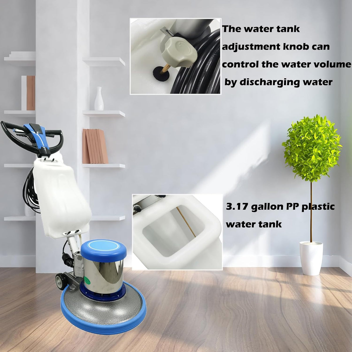Floor Scrubber Buffer Polisher Commercial Floor Scrubber Machine 17" Tile Floor Cleaning and