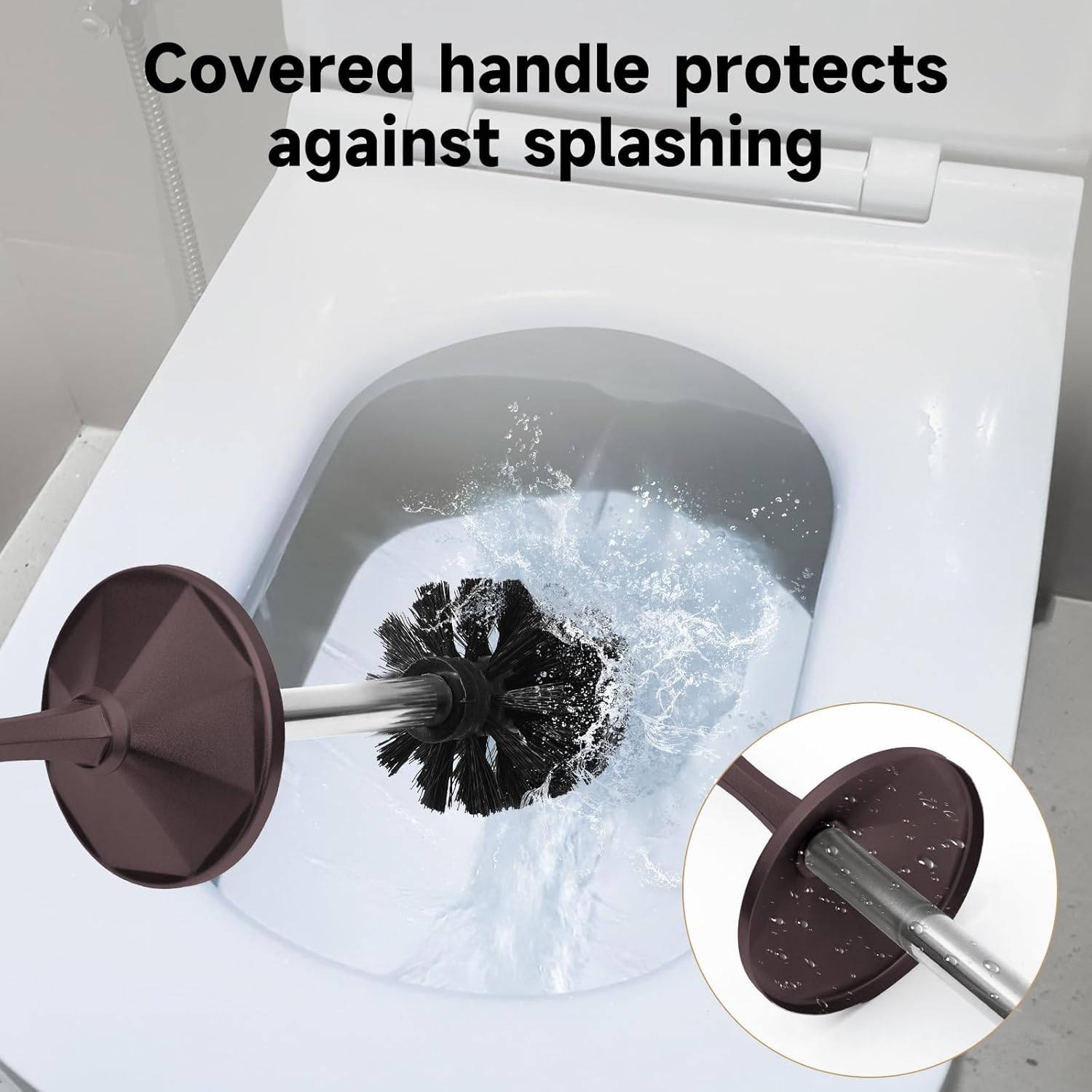 Bronze Toilet Brush and Holder，Extra Long Handled Toilet Brush for Bathroom，Stainless Steel Heavy