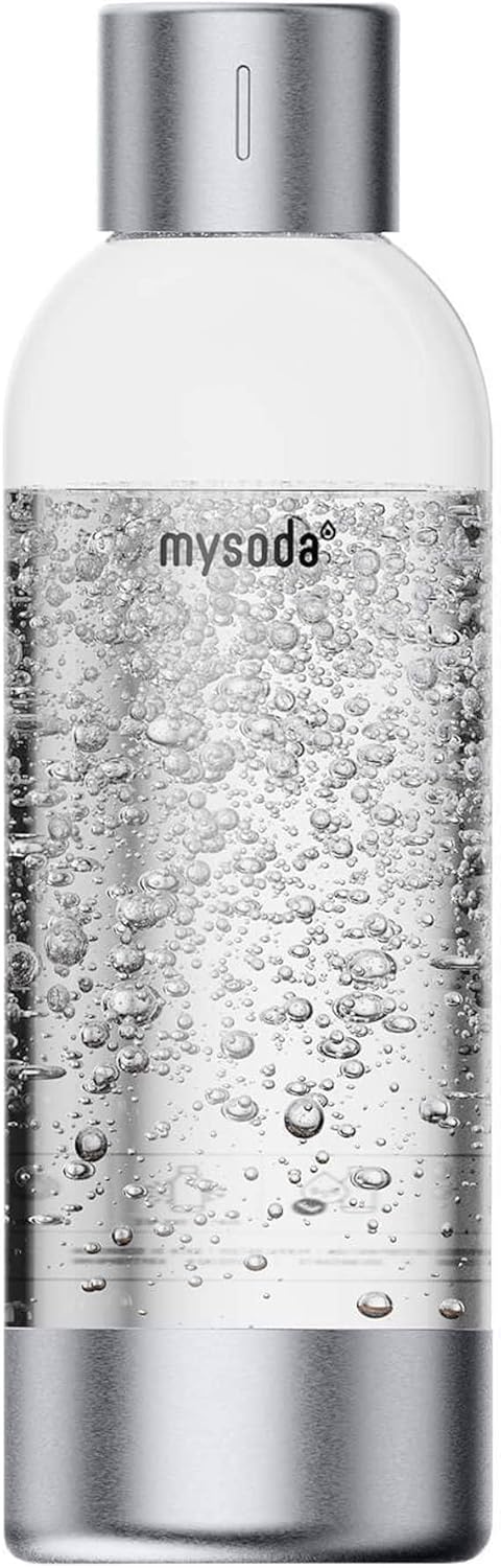 Mysoda Premium Carbonating Bottle 1L Silver - Compatible with MySoda and any brands - Quick-Lock