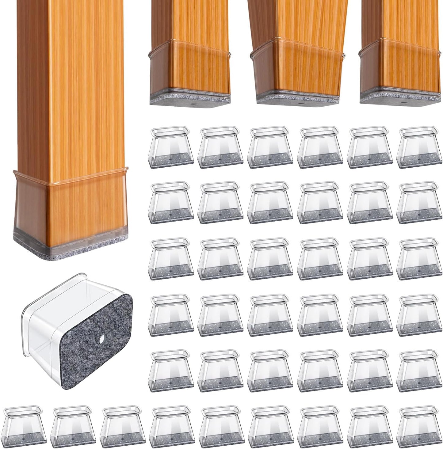 BUMACO Chair Leg Floor Protectors Rectangle Chair Leg Protectors for Hardwood Floors Silicone Pads