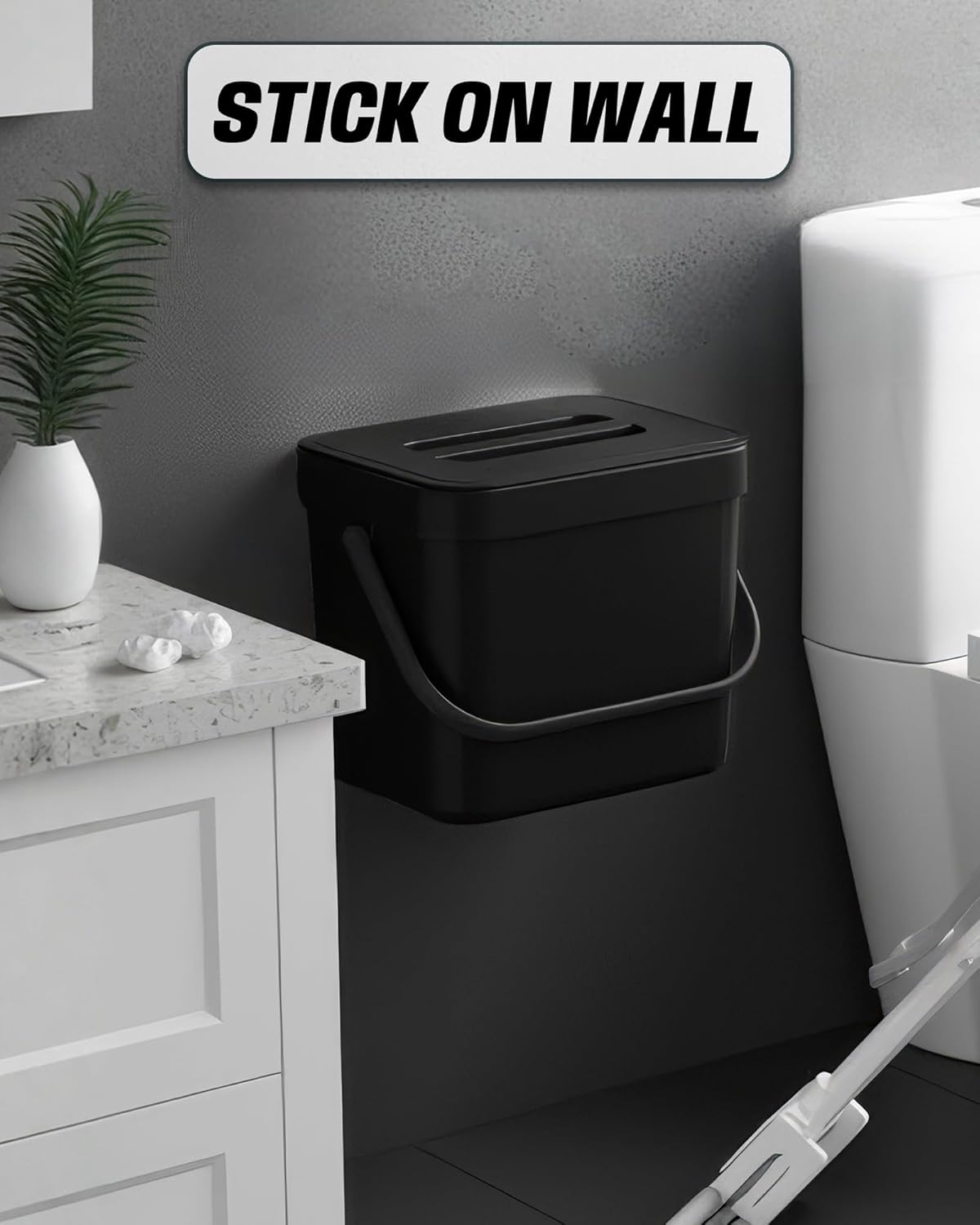 Countertop Compost Bin Kitchen, 1.8 Gallons Hanging Trash Can with Lid for Kitchen Cabinet Door
