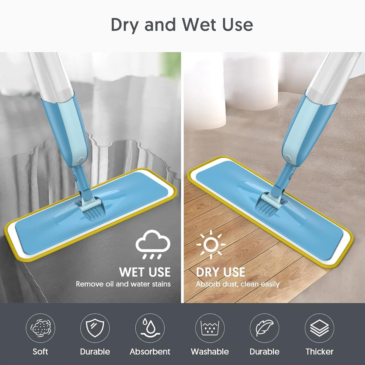 7 Count Reusable Mop Pads for Swiffer PowerMop -MEXERRIS Microfiber Wet Mops Refills PowerMop Pads