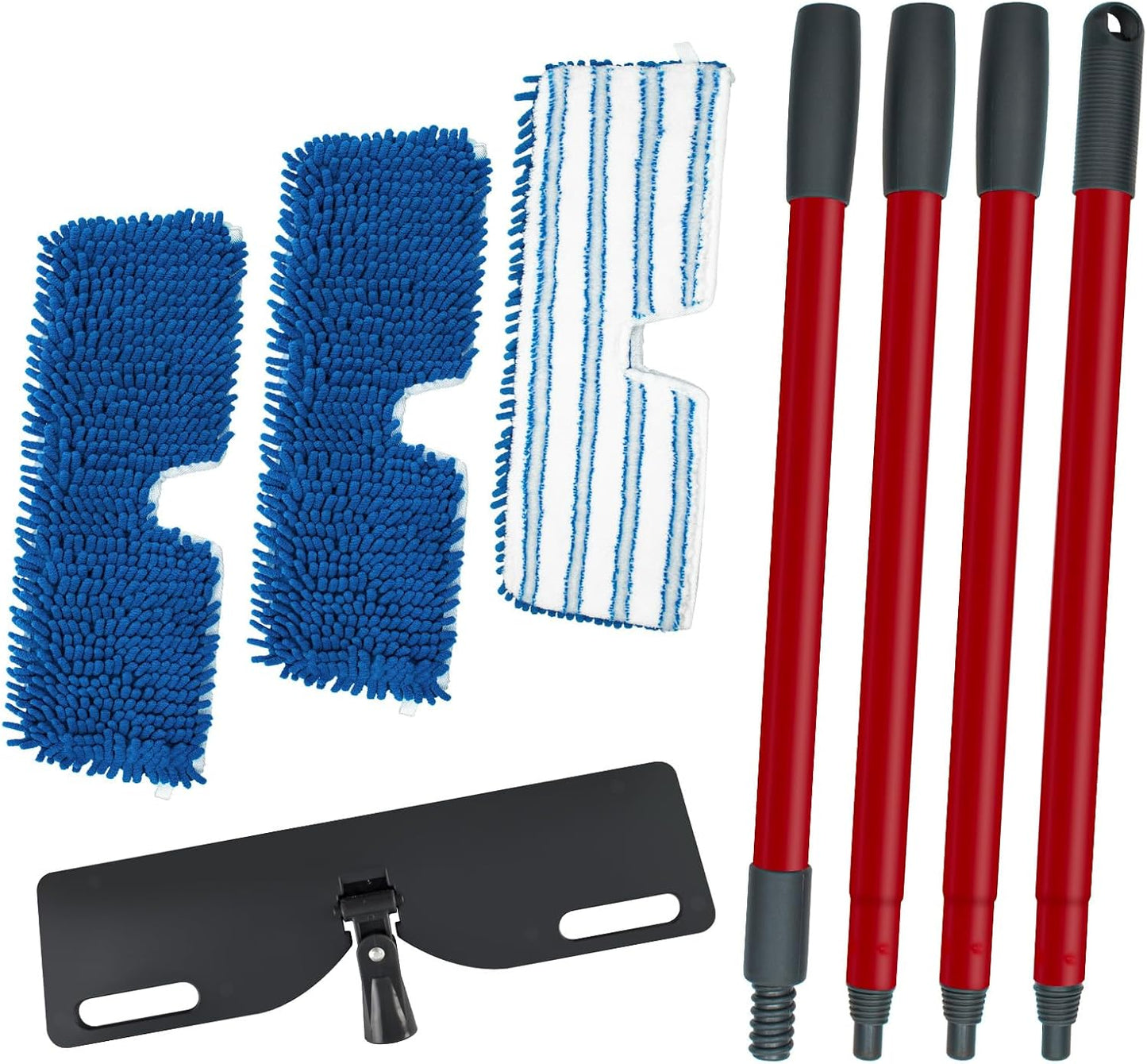 Microfiber Mops for Floor Cleaning, Flat Mop with 3 Reusable Pads and Extendable 58" Long Handle