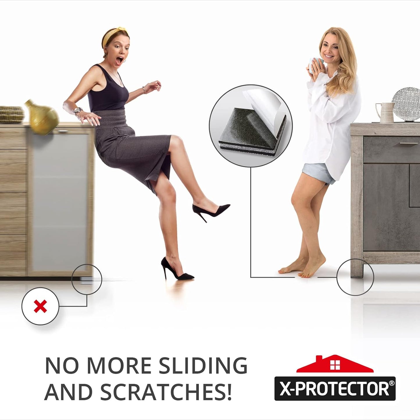 Non Slip Furniture Pads X-PROTECTOR - 16 pcs 2" - Premium Furniture Grippers! Rubber Feet Hardwood