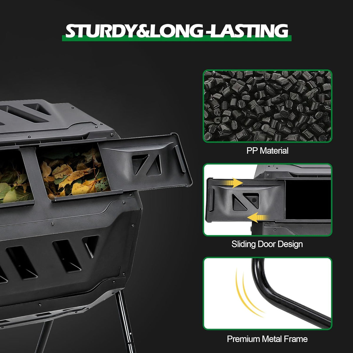 Nova Microdermabrasion 43 Gallon Compost Tumbler Bin Composter Dual Chamber BPA Free Compost Bin