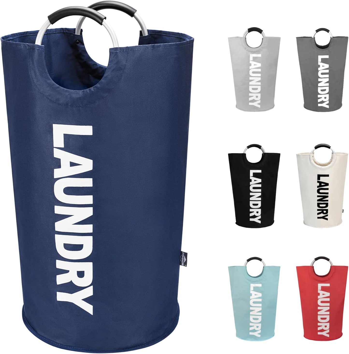 DOKEHOM 90L Large Laundry Basket, Collapsible Laundry Bag, Freestanding Tall Clothes Hamper