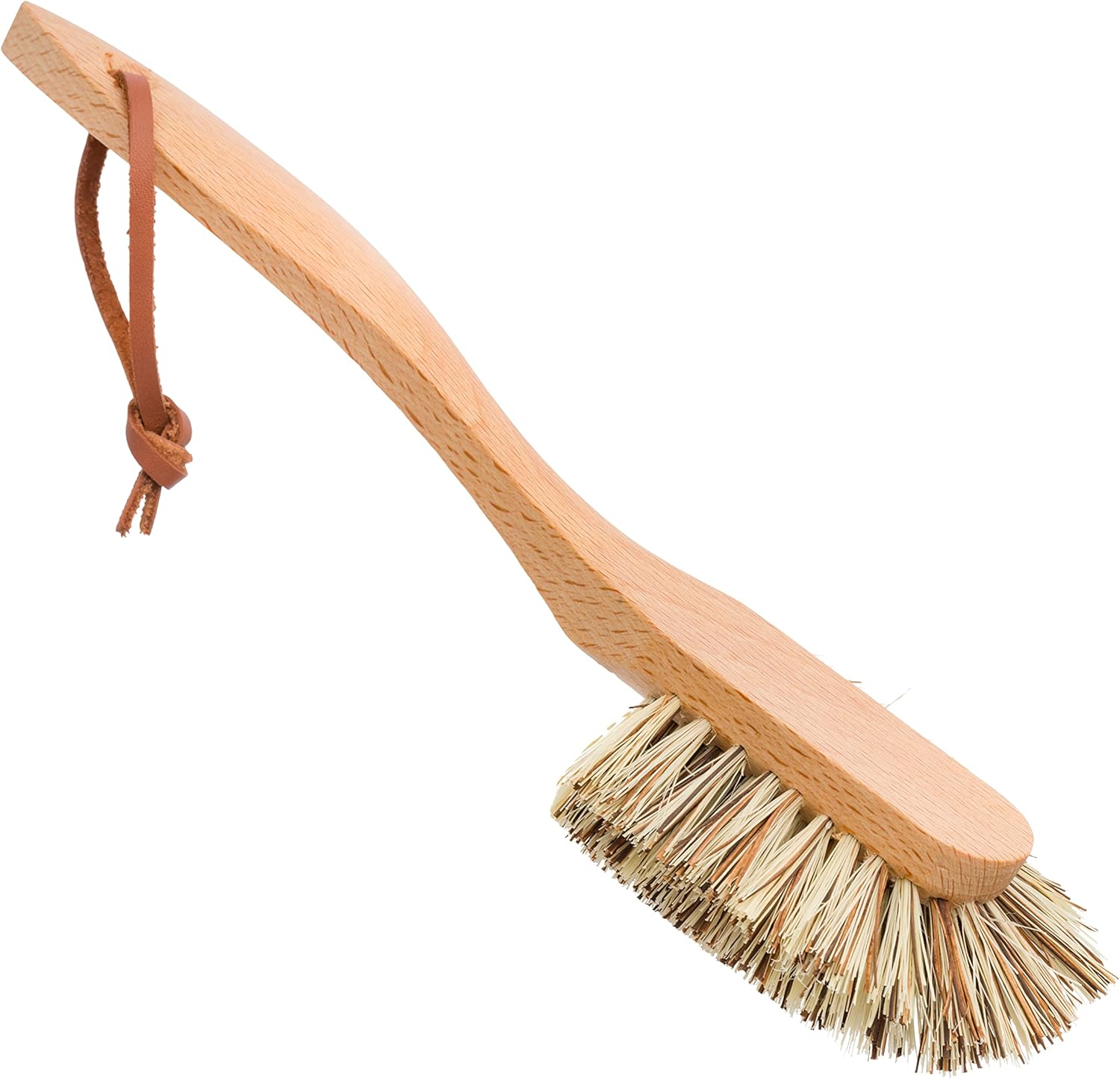 Redecker Extra Long Curved Dish Brush, Extra Strong Union Fiber Bristles, Oiled Beechwood Handle