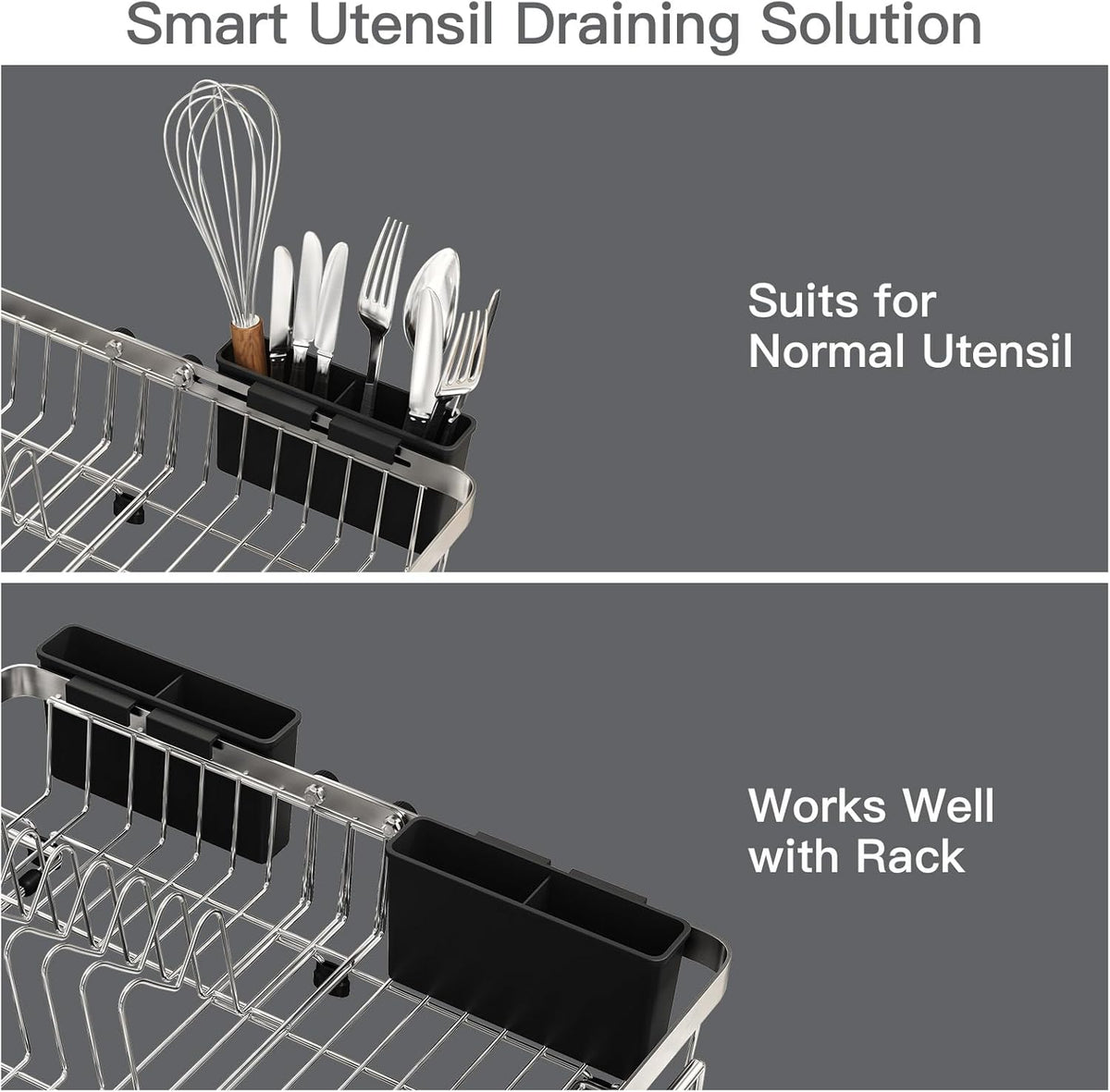 Small Expandable Over The Sink Dish Drainer Drying Rack in Stainless Steel Metal for Kitchen