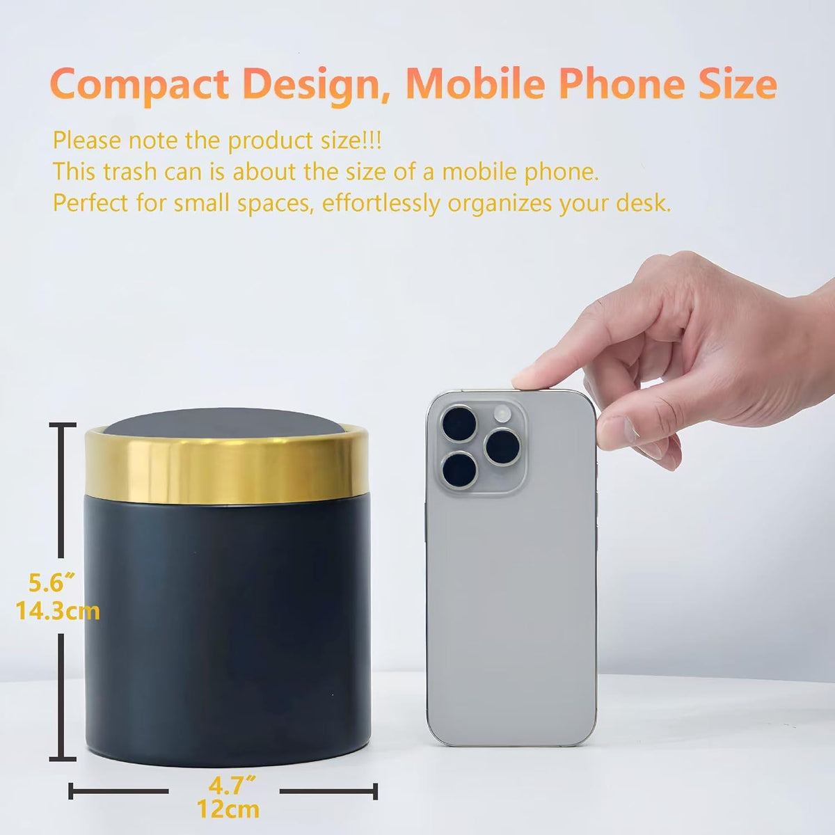 Mini Trash Can with Lid, Metal Small Tiny Mini Trash Bin Can, Mini Countertop Trash Cans for Desk