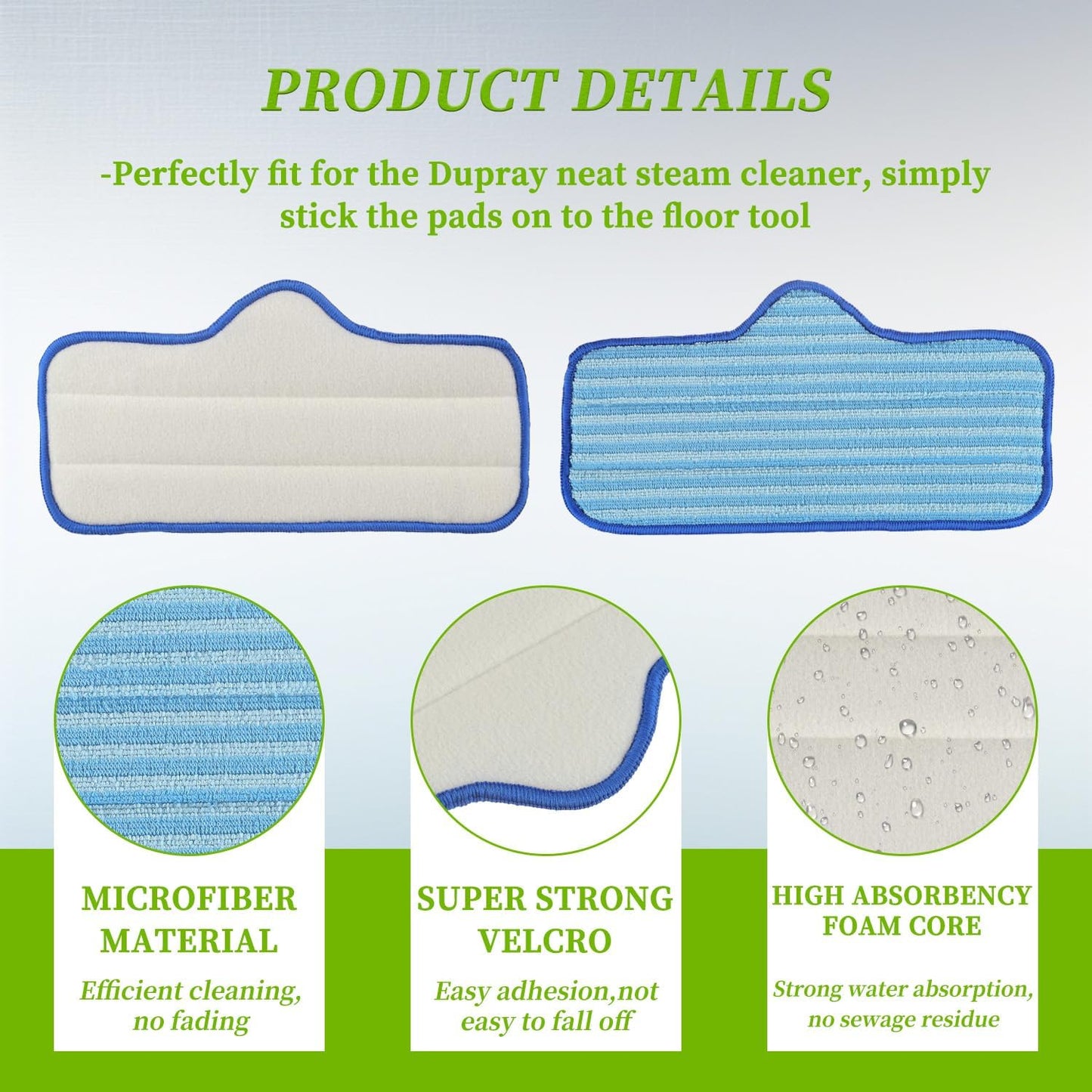 Reusable Microfiber Steam Mop Pad fit for Dupray Neat Steam Cleaner Steam Mop Cleaning Pads(Pack of