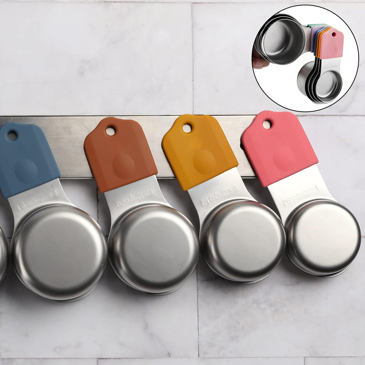 Magnetic Measuring Cups Set of 7 Stainless Steel Heavy Duty Measuring Cups for Dry & Liquid