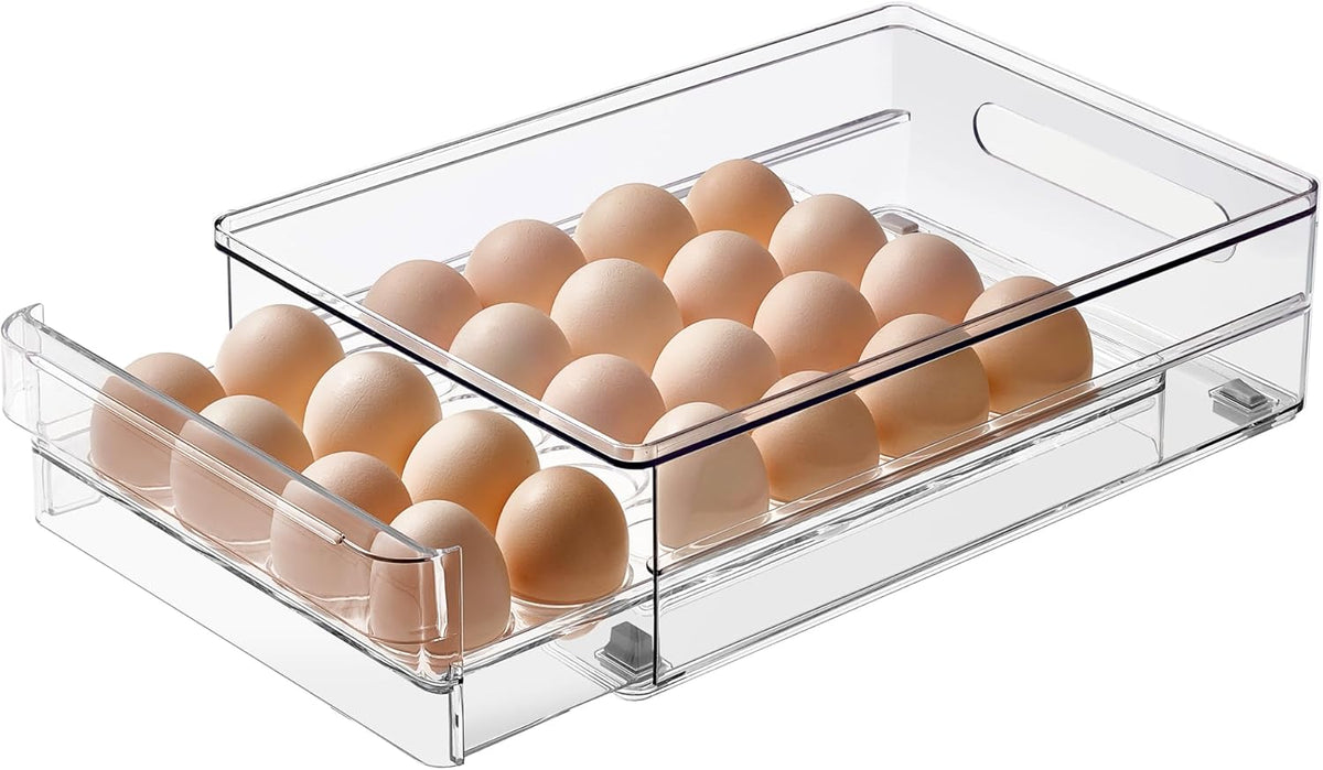 vacane 24 Capacity Egg Holder for Refrigerator Organizer Bins, BPA Free Egg Storage Container with