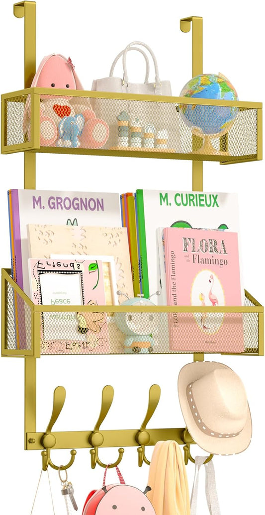 Over The Door Hooks Organizer, Coat Rack Over The Door Storage Hanger Towel Rack, Back of Storage