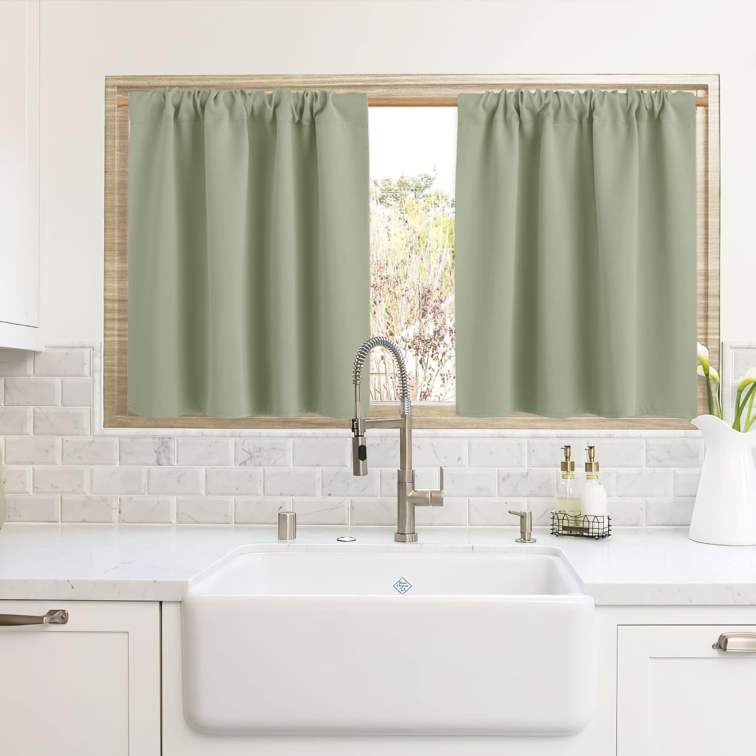 RYB HOME Blackout Curtains for Kitchen, Over Sink Privacy Curtains Window Decor, Thermal Insulating