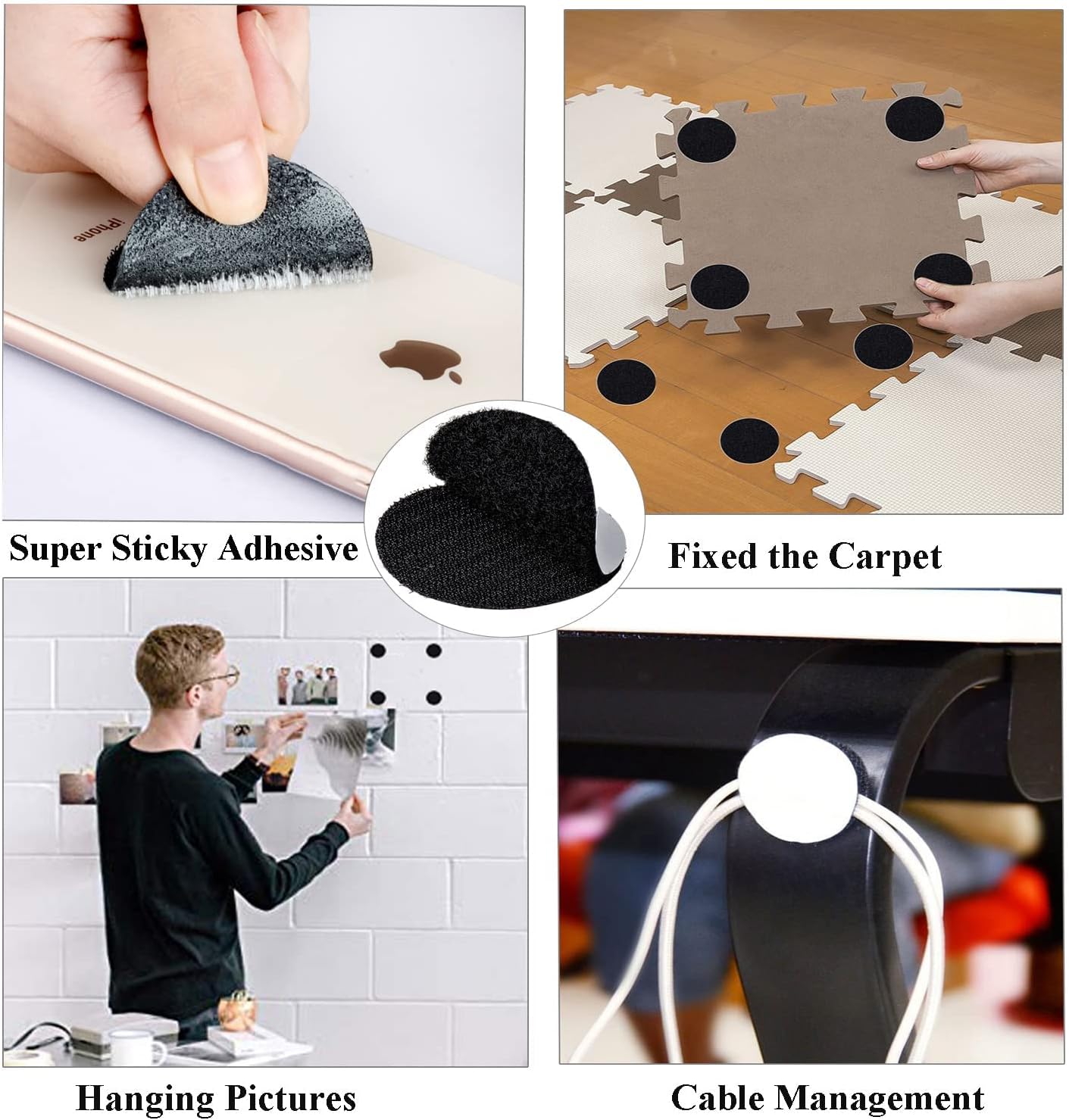 BRAVESHINE 12PCS Industrial-Strength Hook and Loop Fasteners - Double Sided Sticky Tapes - Anti