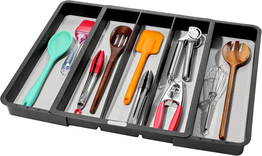 madesmart Expandable Utensil Tray - Granite| CLASSIC COLLECTION| 5-Compartments | Kitchen Organizer