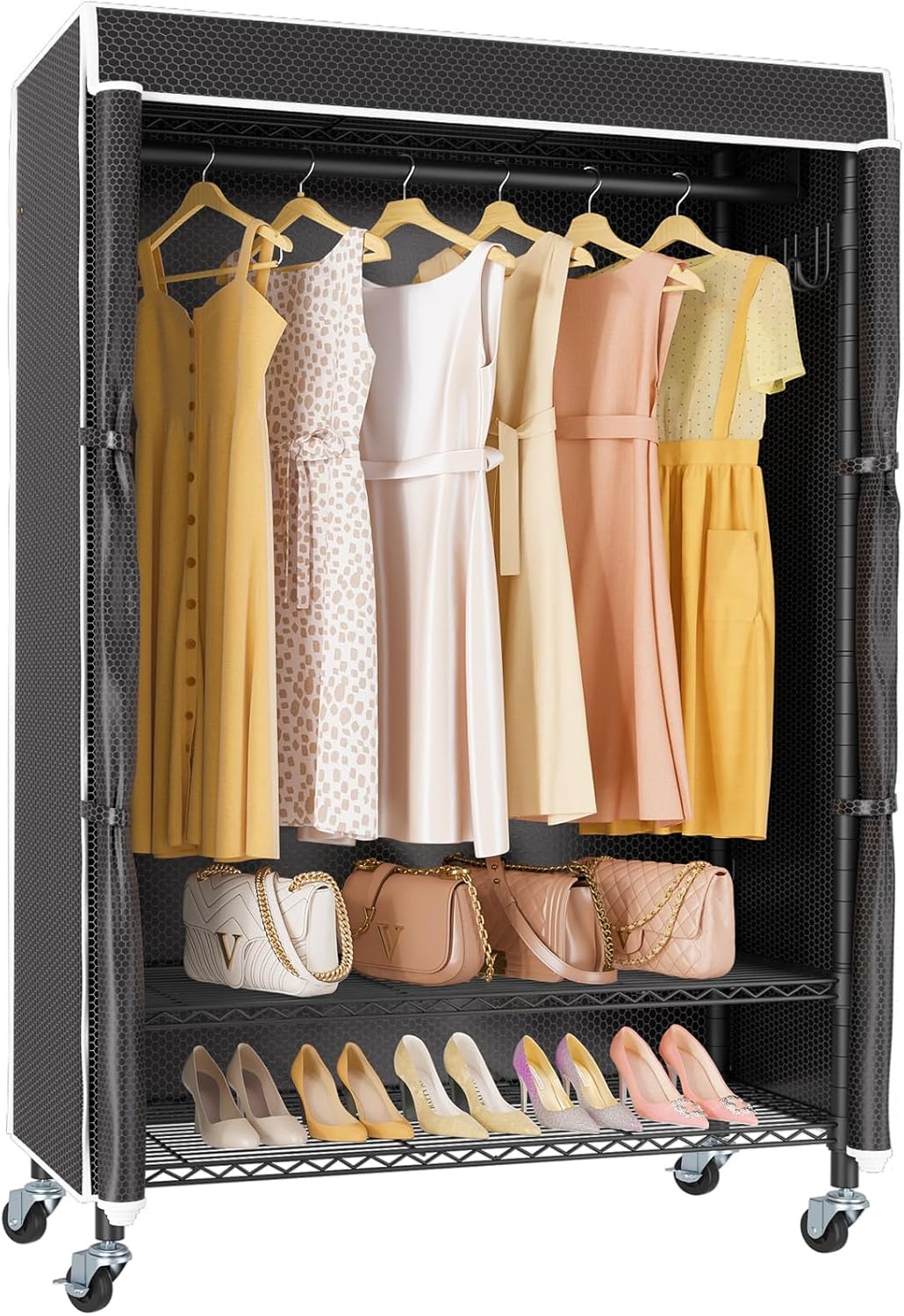 VIPEK R3C Rolling Clothes Rack with Cover Portable Closet for Hanging Clothes, Heavy Duty Garment
