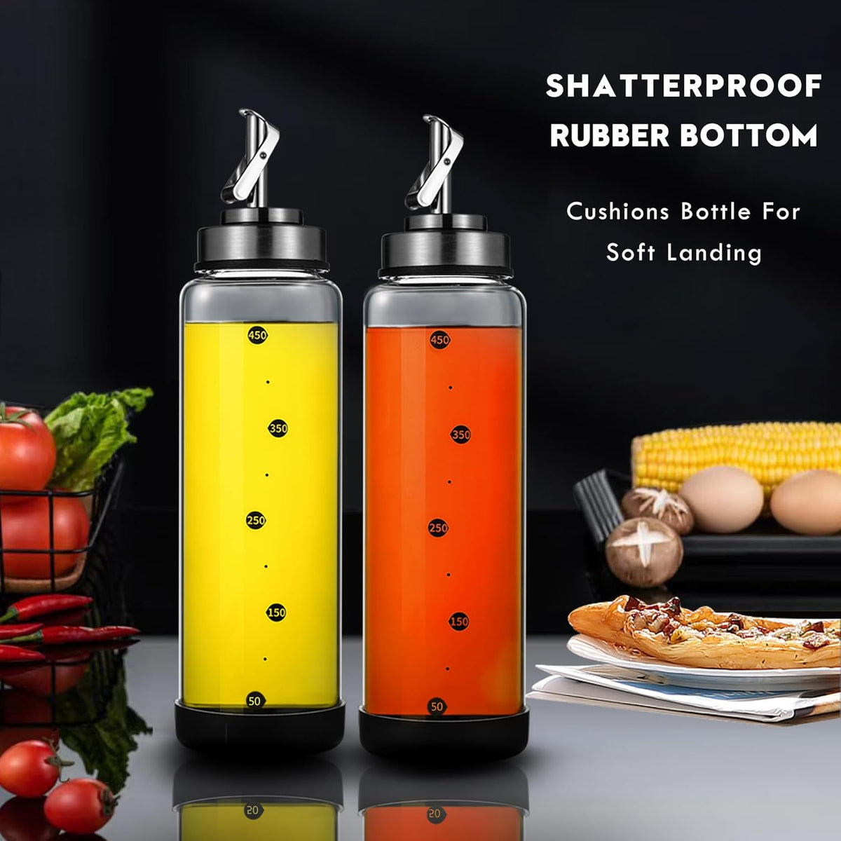 Glass Olive Oil Dispenser Bottle for Kitchen Shatterproof & Leakproof Cooking Oil Dispenser with
