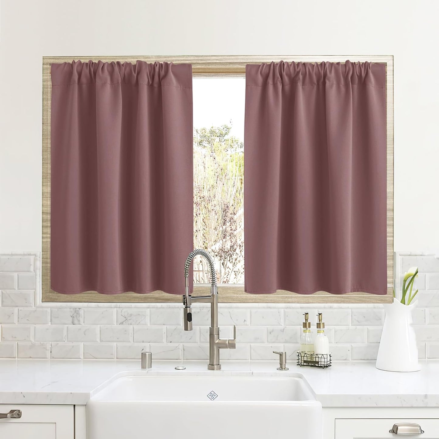 RYB HOME Small Window Curtains for Kitchen, Thermal Insulated Privacy Shades for Bedroom Basement
