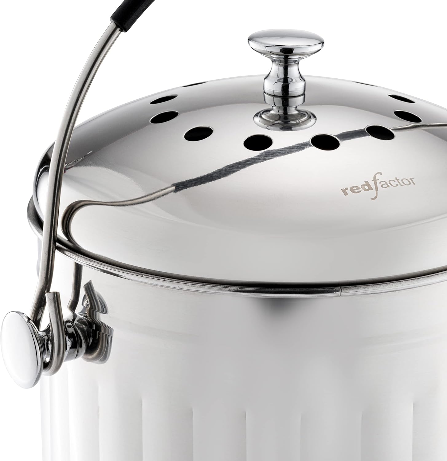 RED FACTOR Premium Compost Bin for Kitchen Countertop - Stainless Steel Food Waste Bucket with