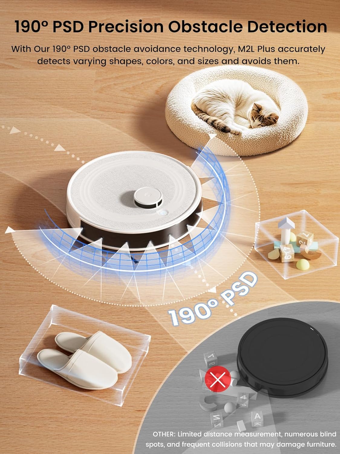 Lefant M2L Plus LiDAR Robot Vacuum and Mop, 190° PSD Obstacle Avoidance, 6000Pa Strong Suction
