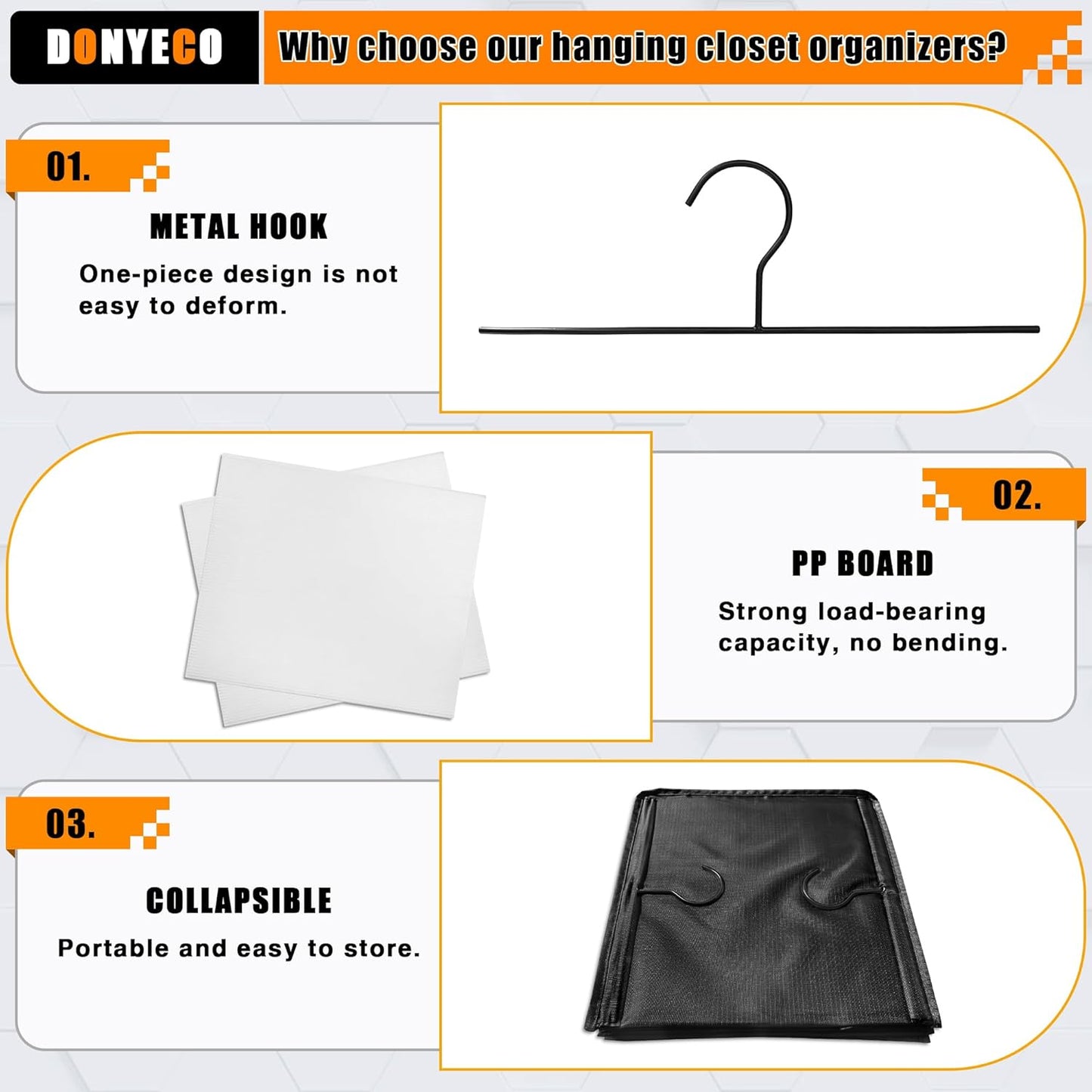 Hanging Closet Organizer, Easy Mount Foldable 4-Shelf Hanging Closet Wardrobe Storage Shelves