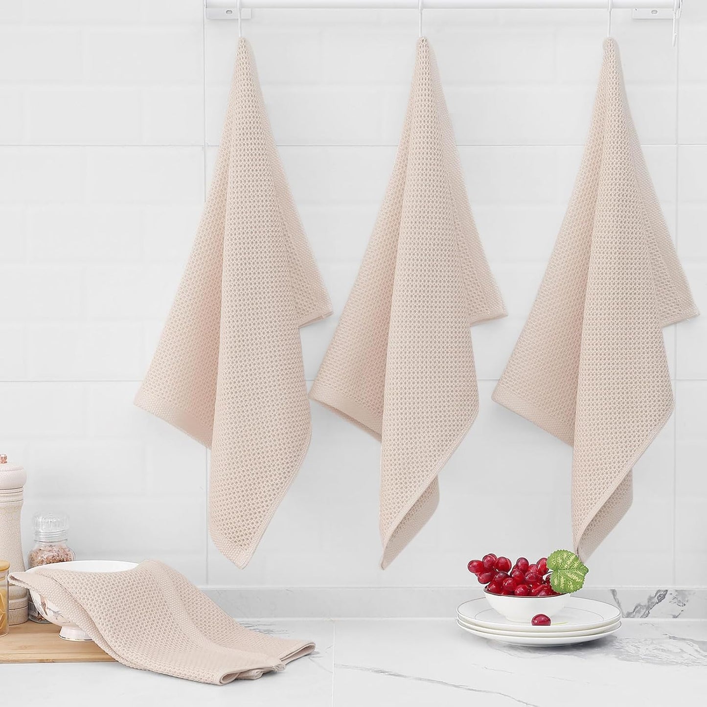 Homaxy 100% Cotton Oversized Waffle Weave Kitchen Dish Towels, Ultra Soft Absorbent Quick Drying