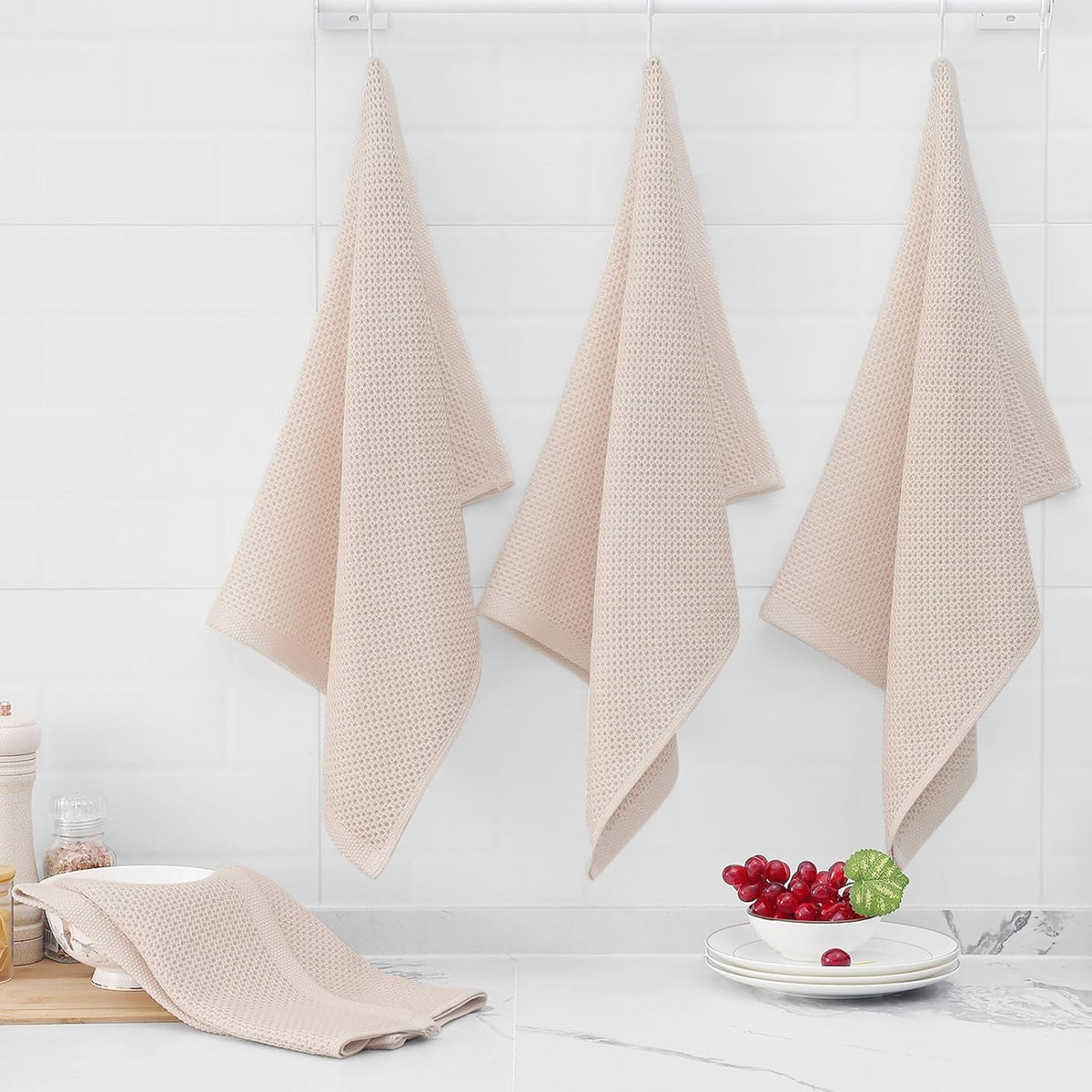 Homaxy 100% Cotton Oversized Waffle Weave Kitchen Dish Towels, Ultra Soft Absorbent Quick Drying
