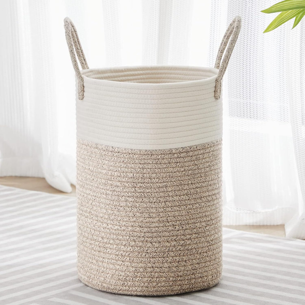 VIPOSCO Tall Laundry Hamper, Woven Rope Storage Basket for Blanket, Toys, Dirty Clothes in Living