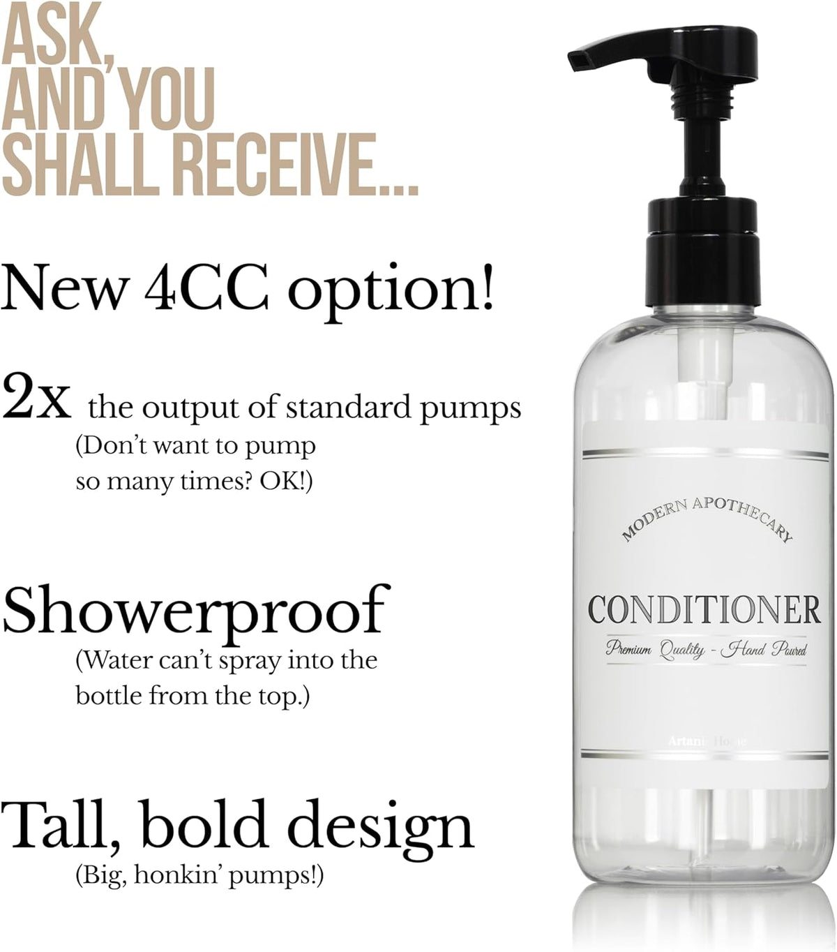 Clear Refillable Shampoo and Conditioner Bottles - Body Wash, Shampoo and Conditioner Dispenser