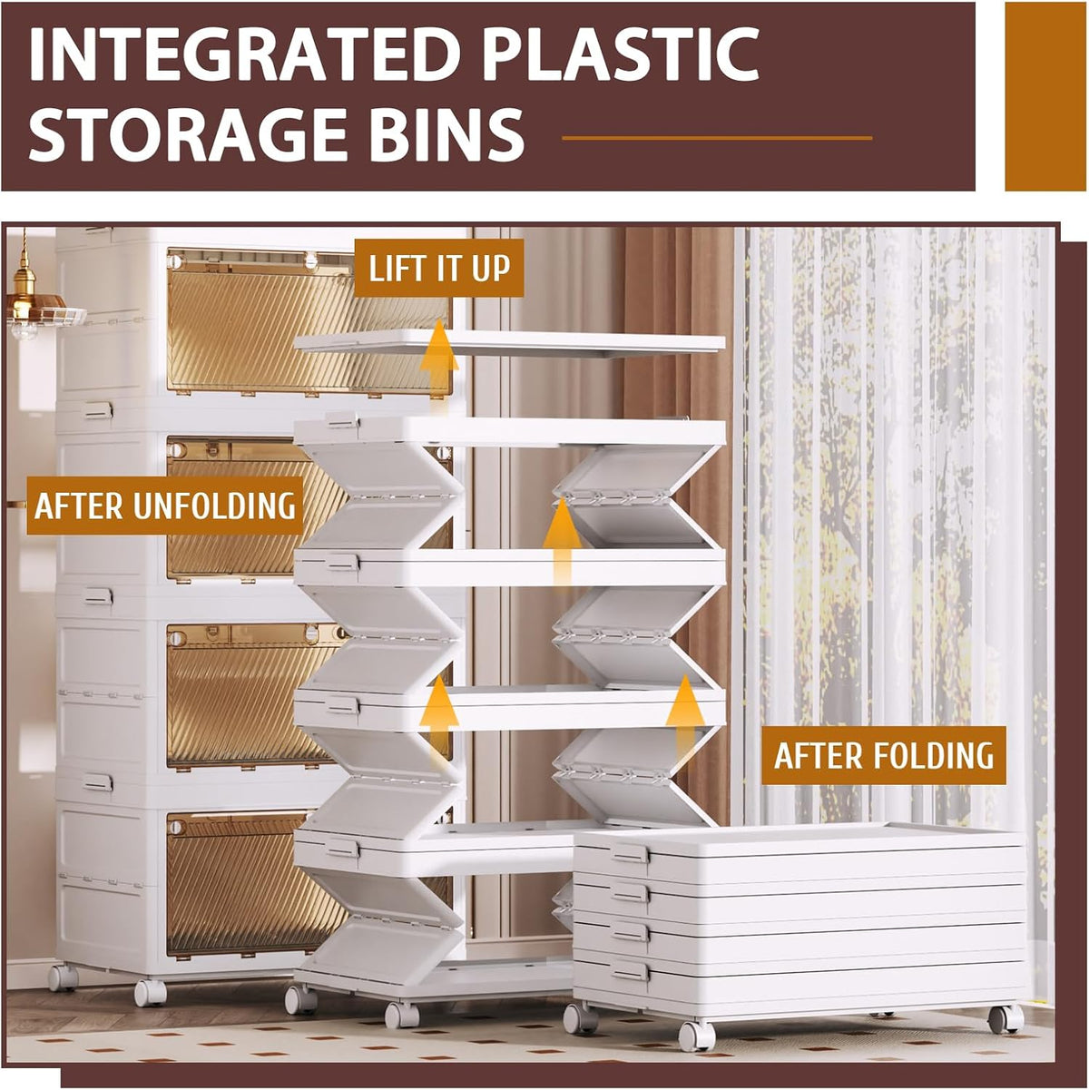 QudraKast 4-Tier Stackable Plastic Storage Bins - 67QT Stackable Storage Bins - Closet Organization