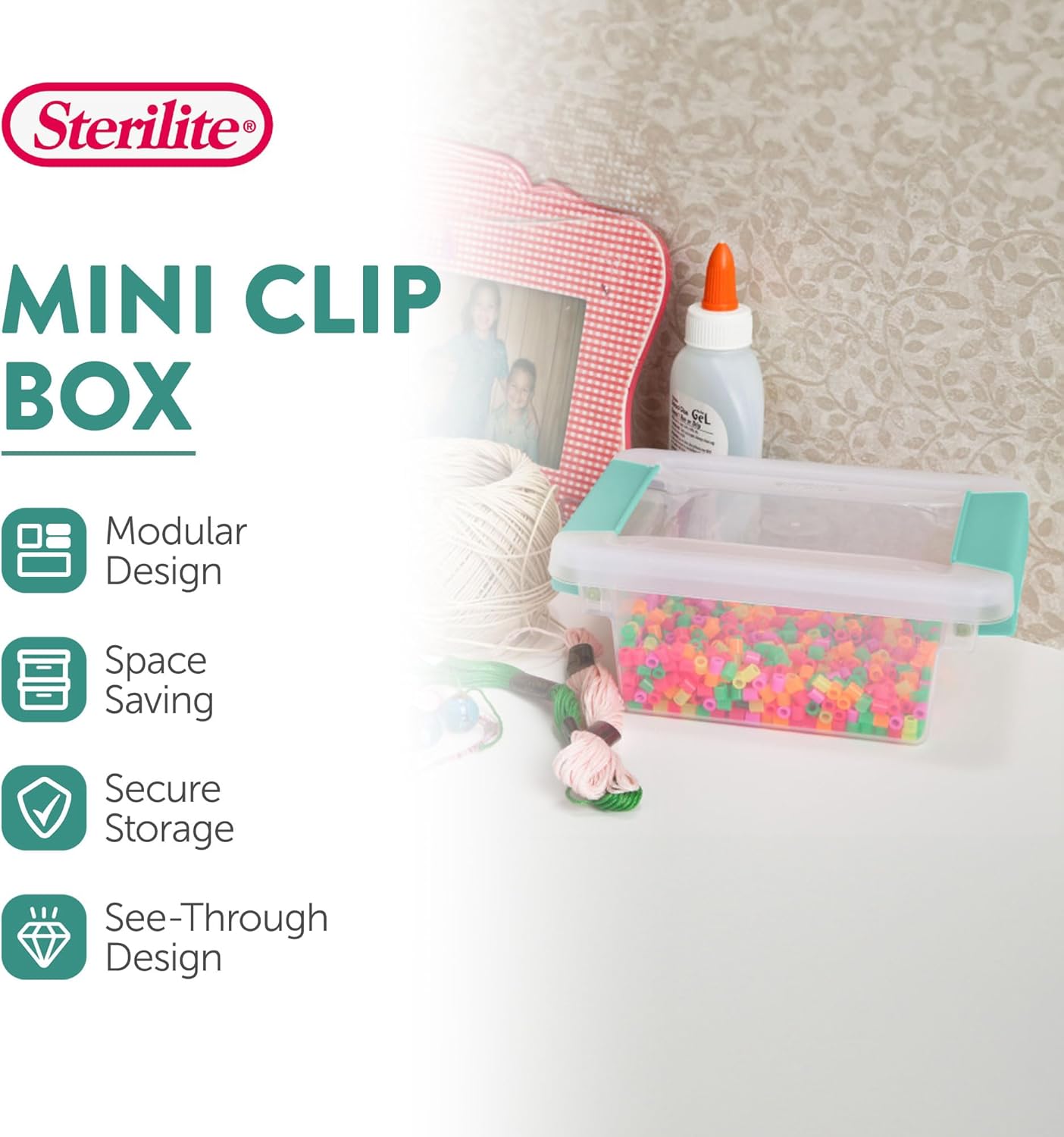 Sterilite 12-Pack Clip Box, Stackable Clear Plastic Bins with Latching Lids, Mini - Writing, Arts
