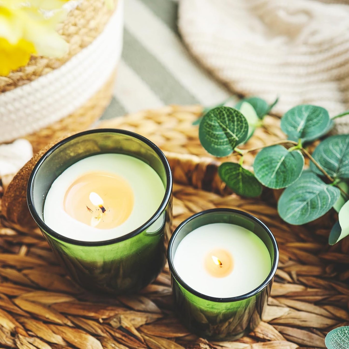 14 OZ Thick Candle Jars for Making Candles 12 Pcs, 3 Wick Empty Jars with Wood Lids for Candle