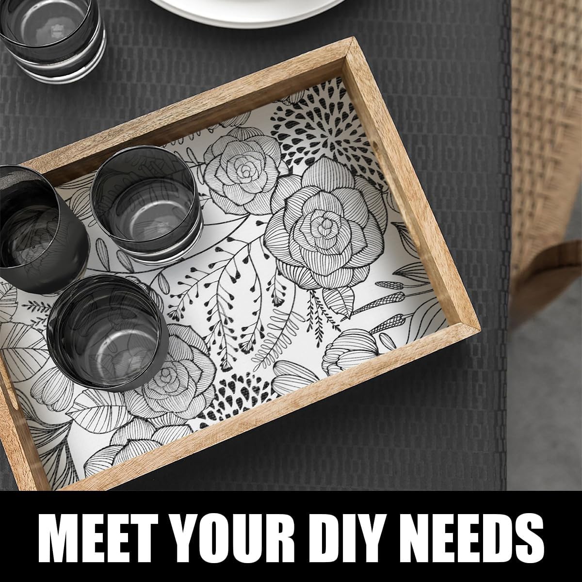 Shelf and Drawer Liner for Kitchen Cabinets, Non-Adhesive and Strong Non-Slip Floral Shelf Cabinet
