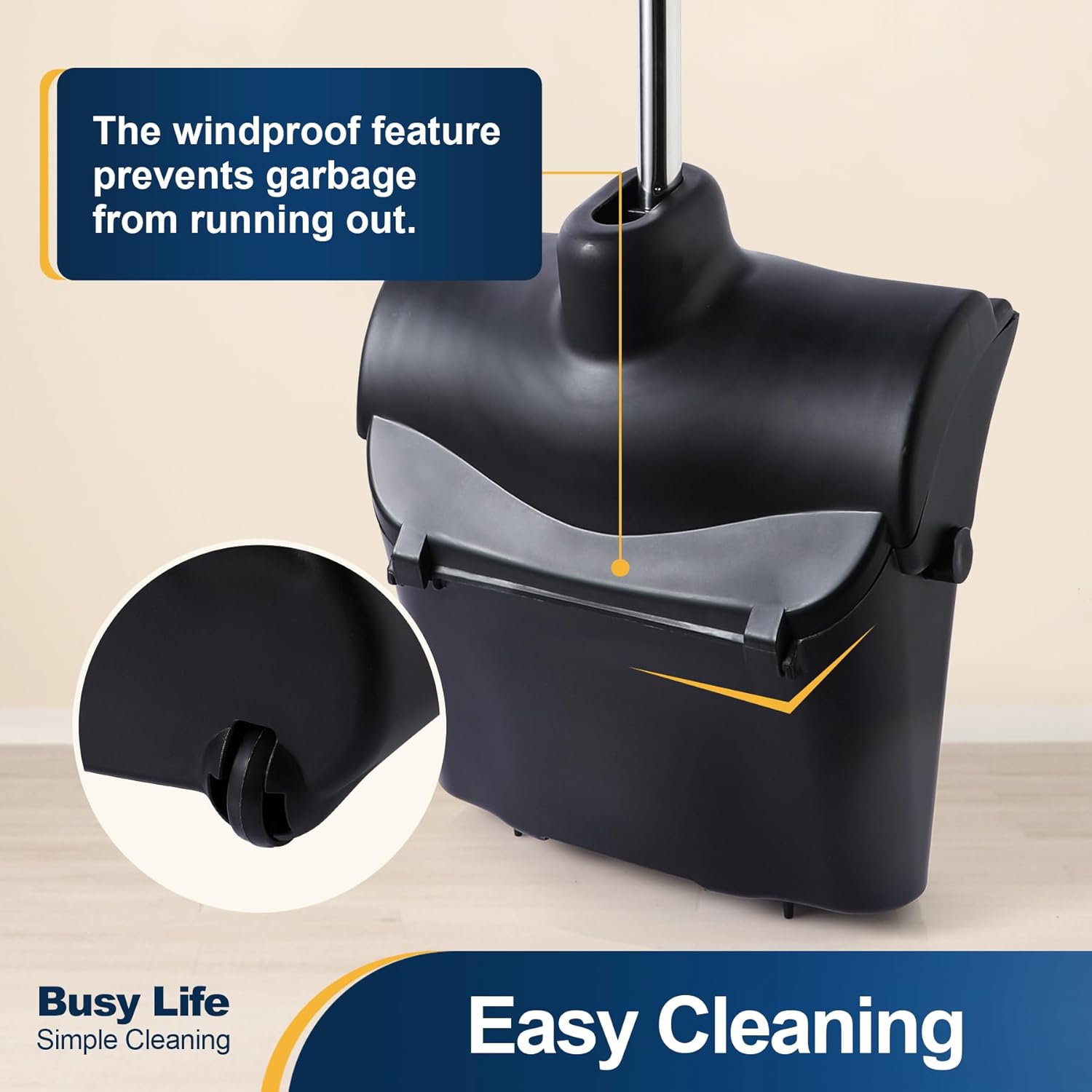 Yocada Commercial Dustpan with Wheels and Windproof Cover Indoor&Outdoor Commercial Dustpan for
