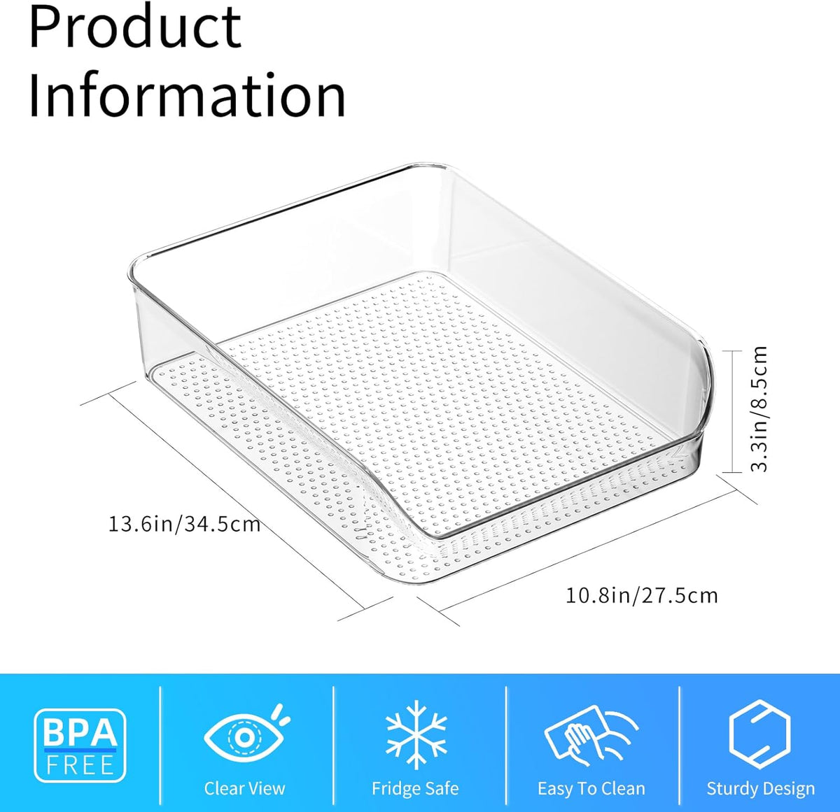 Ettori 2 Pack Water Bottle Organizer Refrigerator Organizer Bins and Clear Storage Bins for Fridge