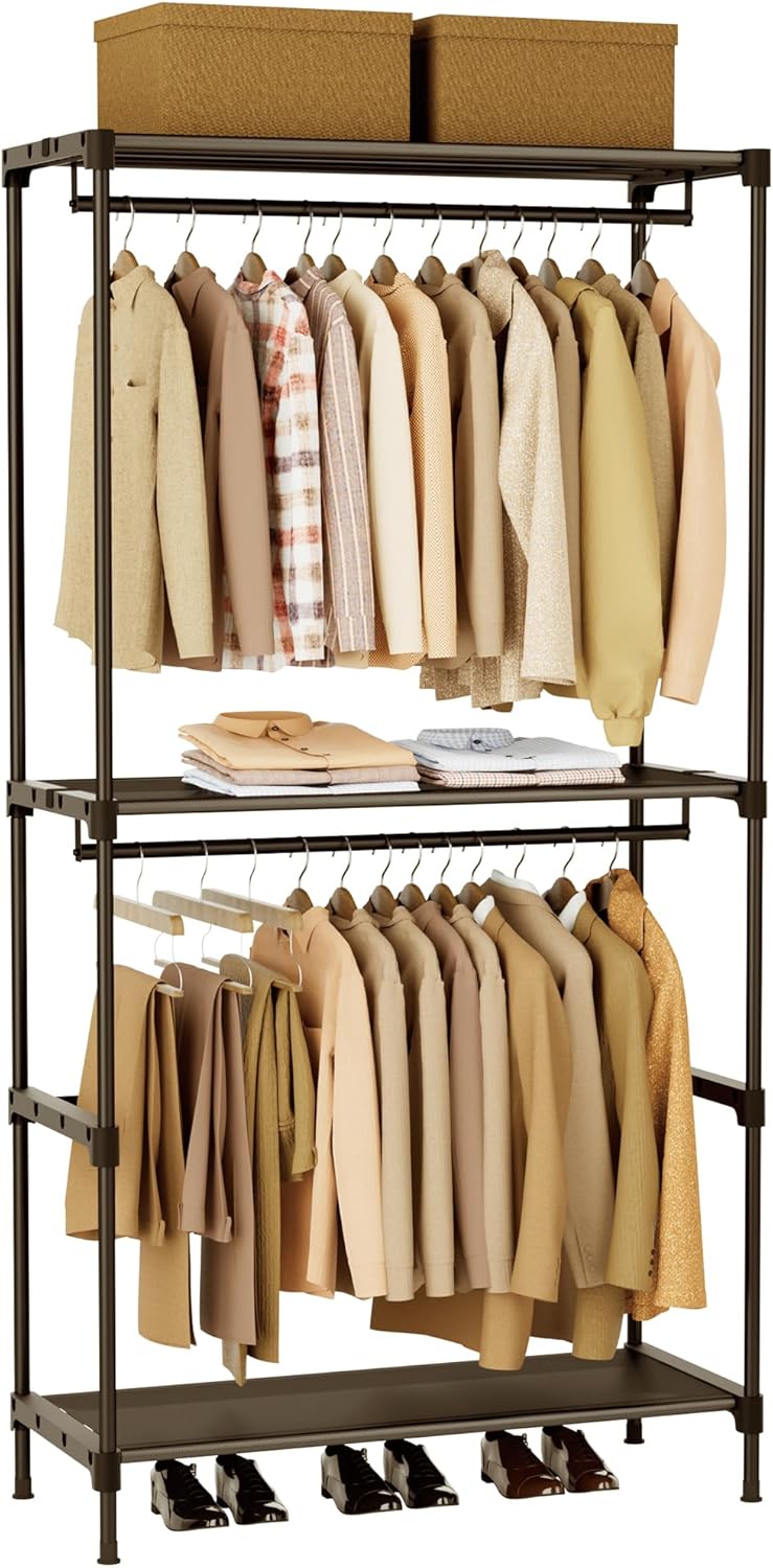 Clothes Rack, Portable Closet, 27.6 Inch Wardrobe Closet, Clothes Storage Organizer with Shelves
