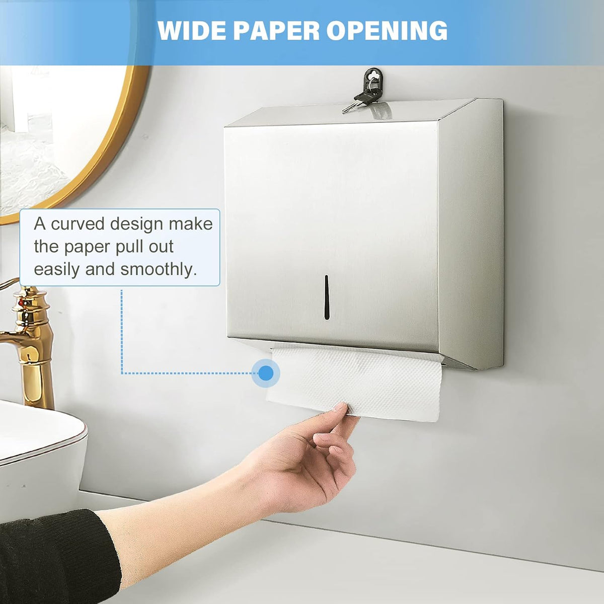 Paper Towel Dispenser Wall Mount Commercial, C Fold Multifold Hand Paper Towel Dispenser, Stainless