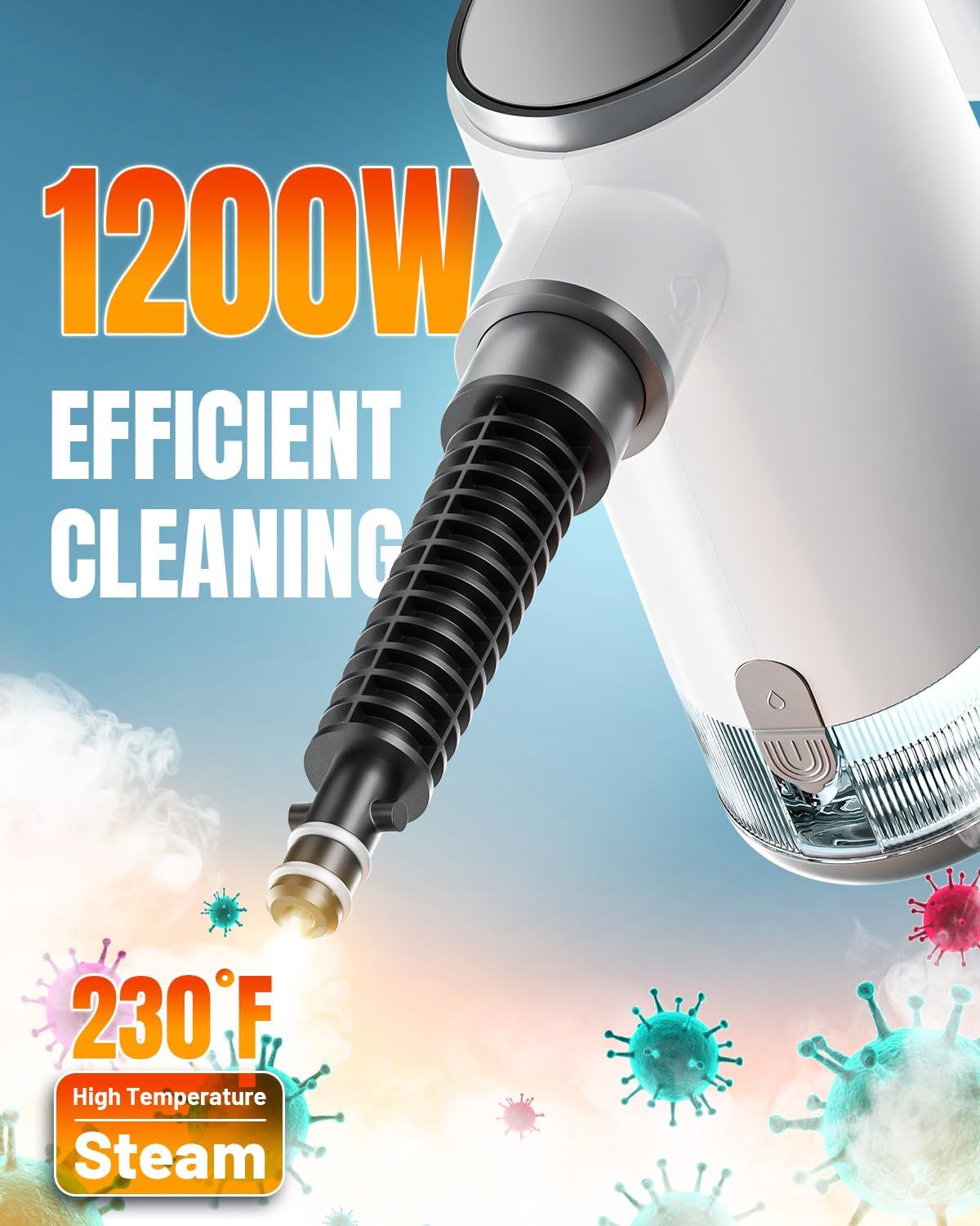 Handheld Steam Cleaner for Home, Portable Steamer Cleaner with 12 Accessories, 15S Fast Heat Up