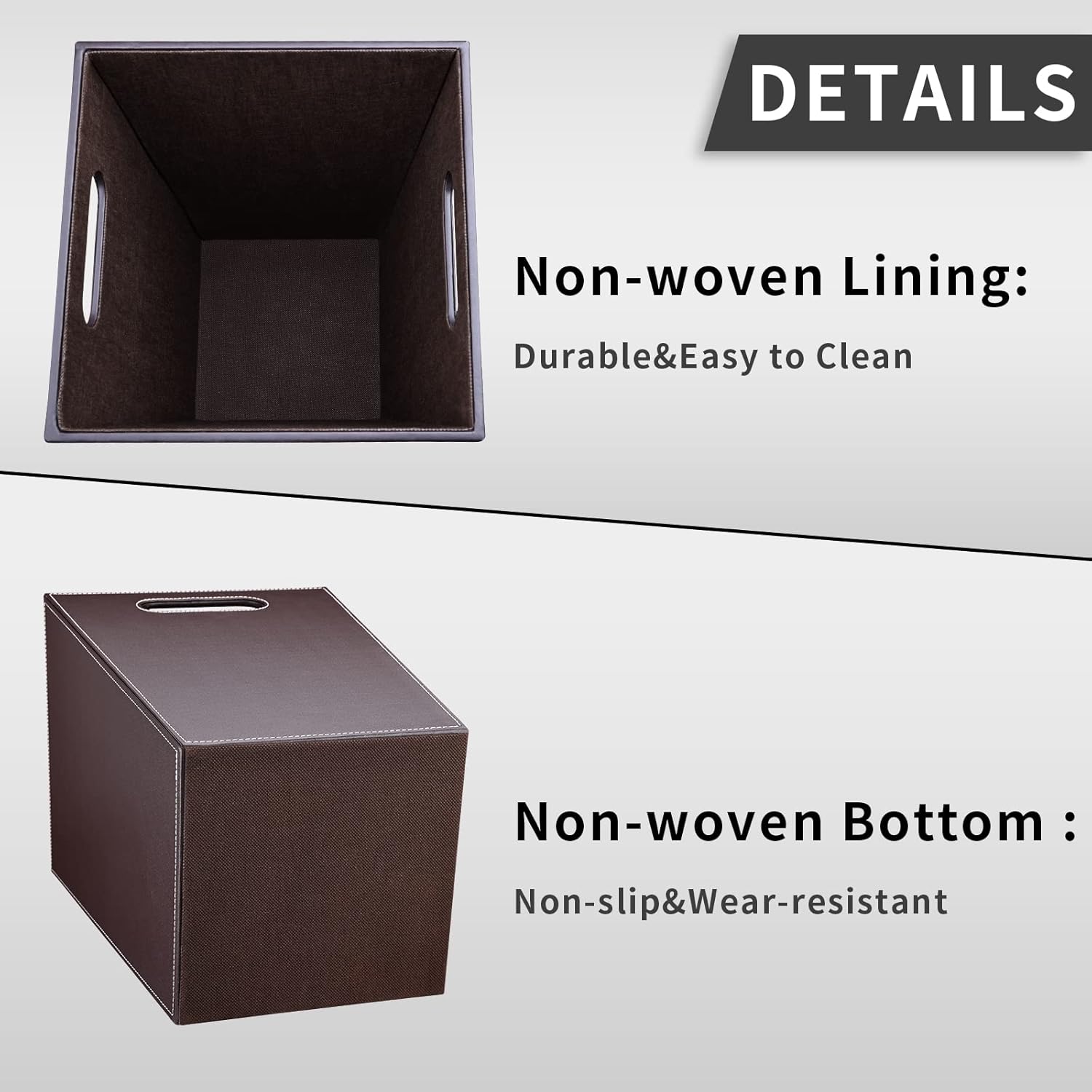 Leather Trash Can Bathroom Wastebasket, 16L/4.2 Gallon Office Garbage Can with Handles for Near