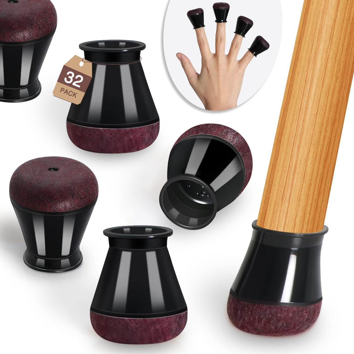 YOZON Small Chair Leg Floor Protectors for Hardwood Floors 32 Pack Felt Furniture Pads Silicone