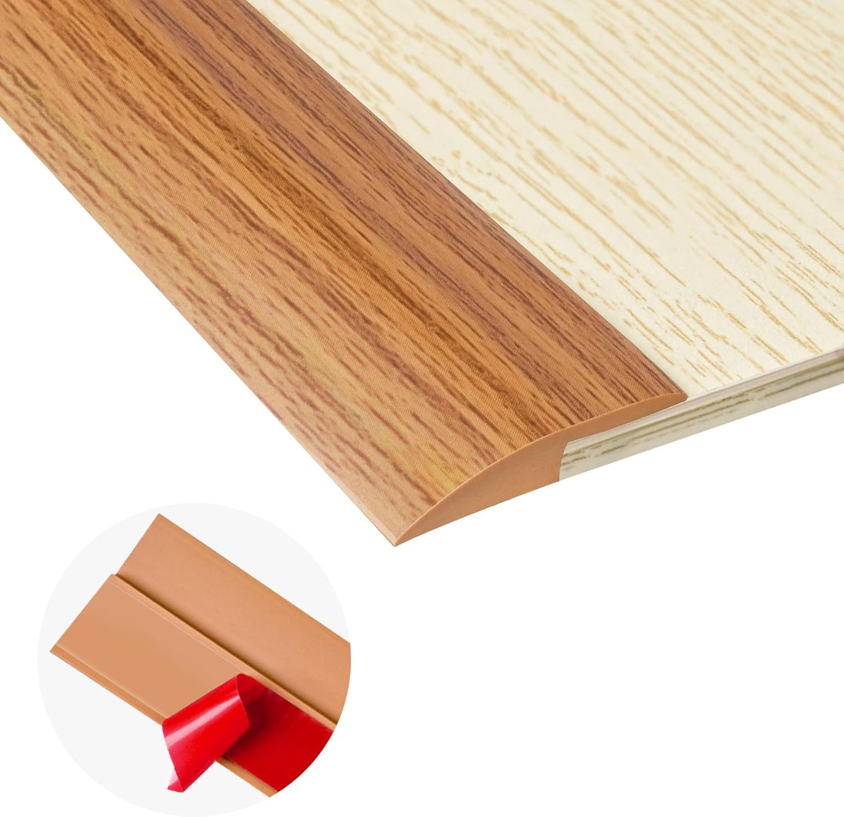 20Ft Carpet Floor Transition Strip, Self Adhesive Floor Edging Trim Strip, PVC Threshold Cover for